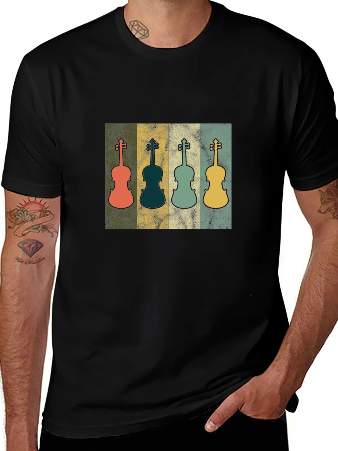 Variant 13 of Retro Violin T-Shirt: Music Lover's Tee