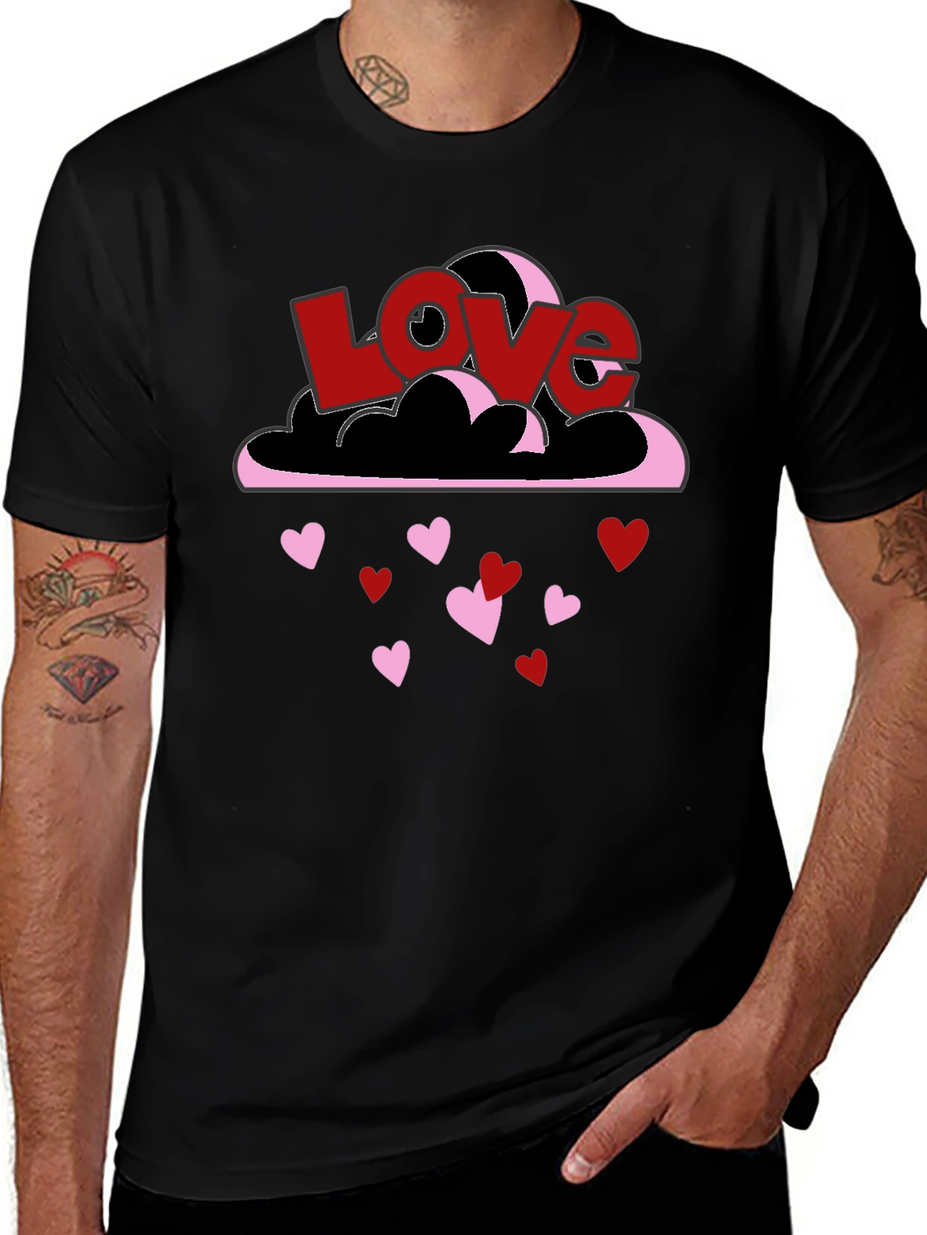 Variant 24 of Love Cloud Hearts T-Shirt - Black Casual Tee