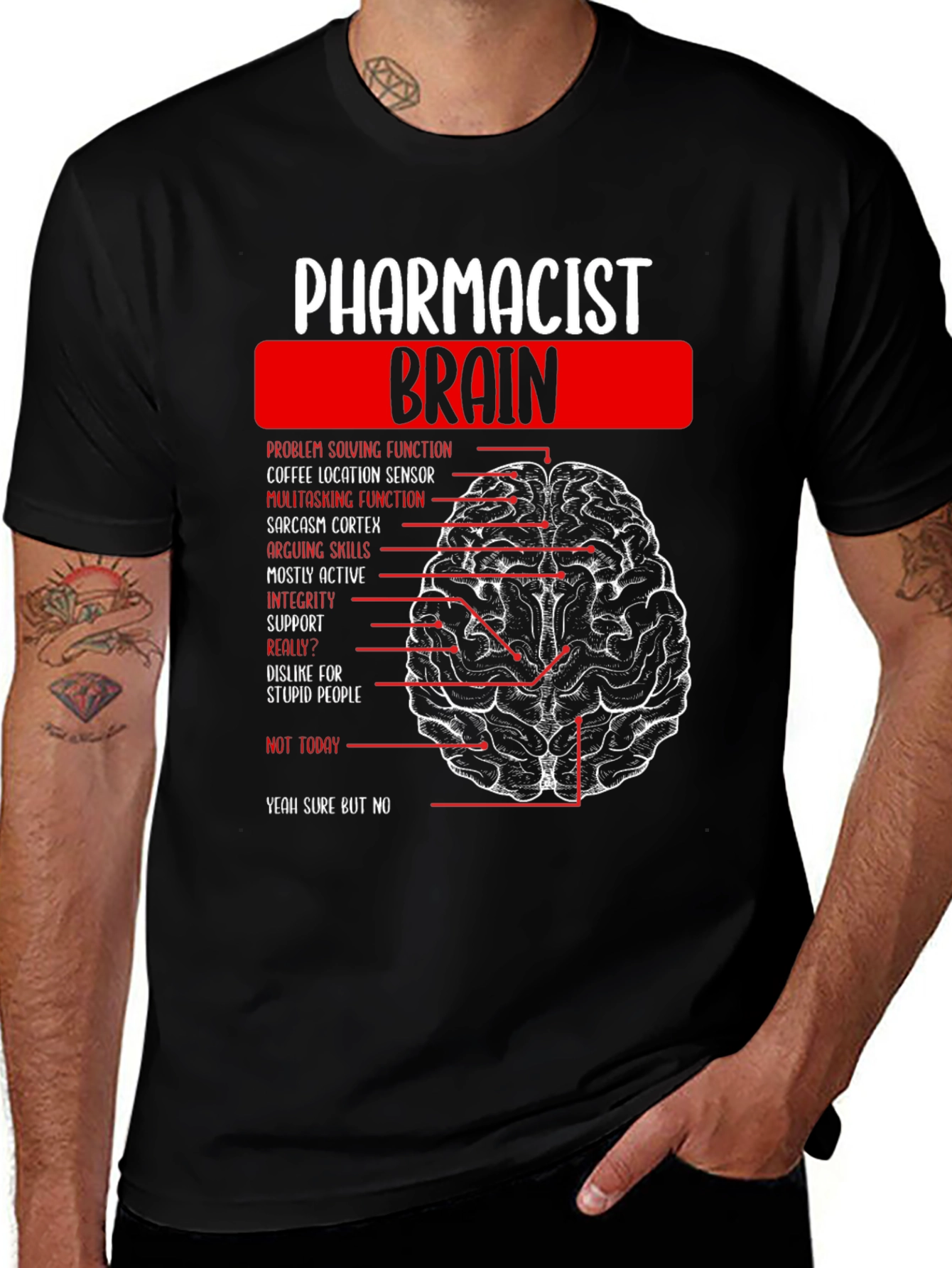 Pharmacist Brain T-Shirt - Funny Anatomy Tee