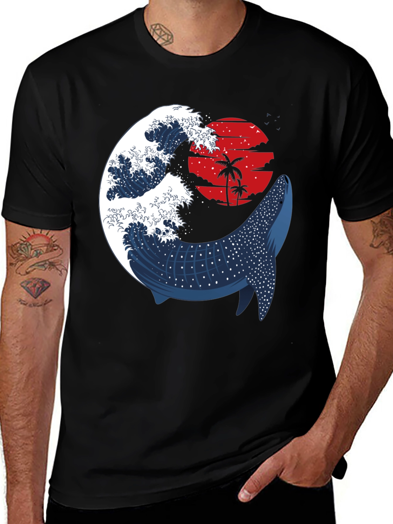 Variant 2 of Whale Shark & Wave Graphic Tee - Ocean Sunset