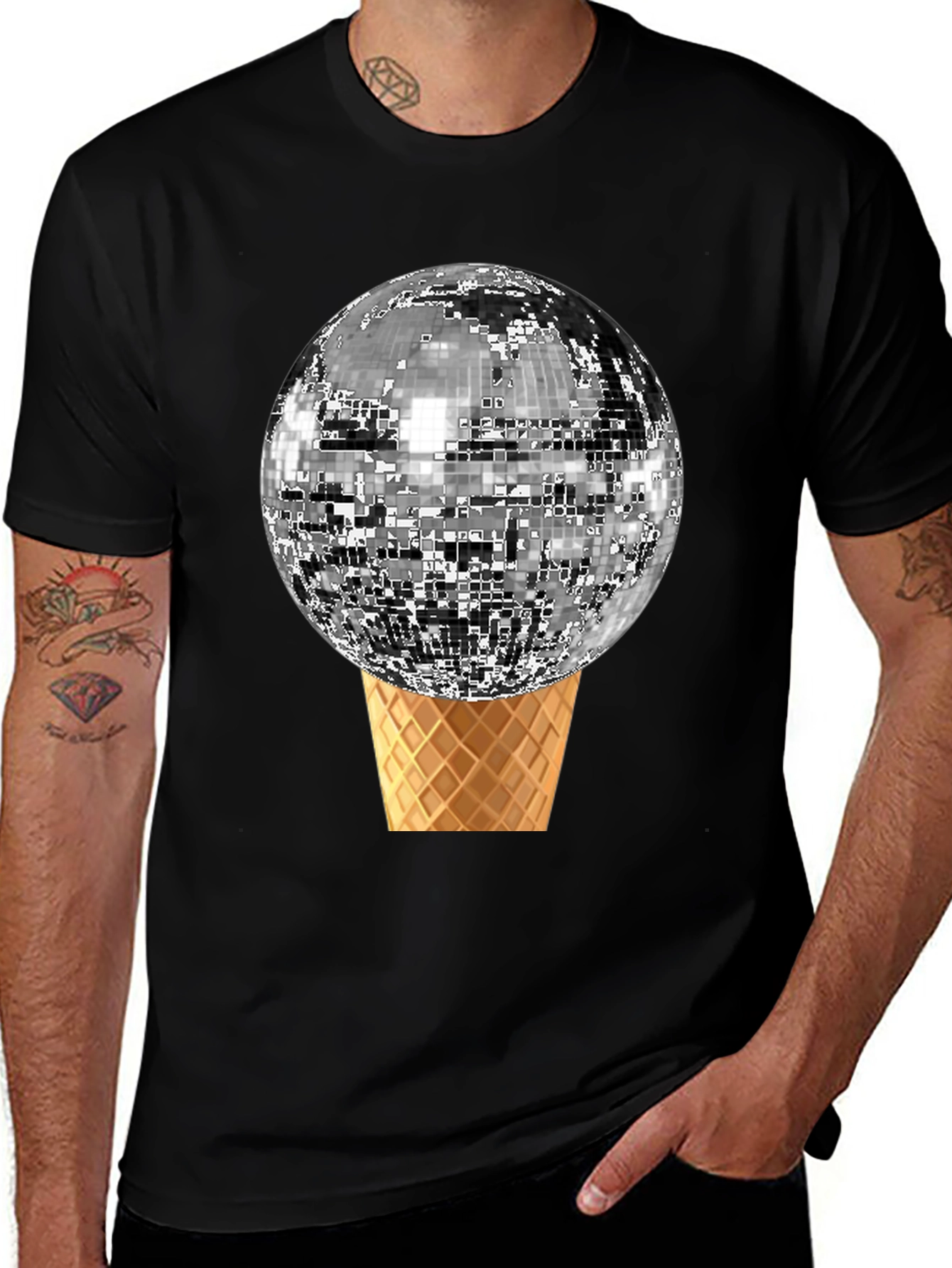 Variant 12 of Disco Ball Ice Cream Cone Graphic Tee