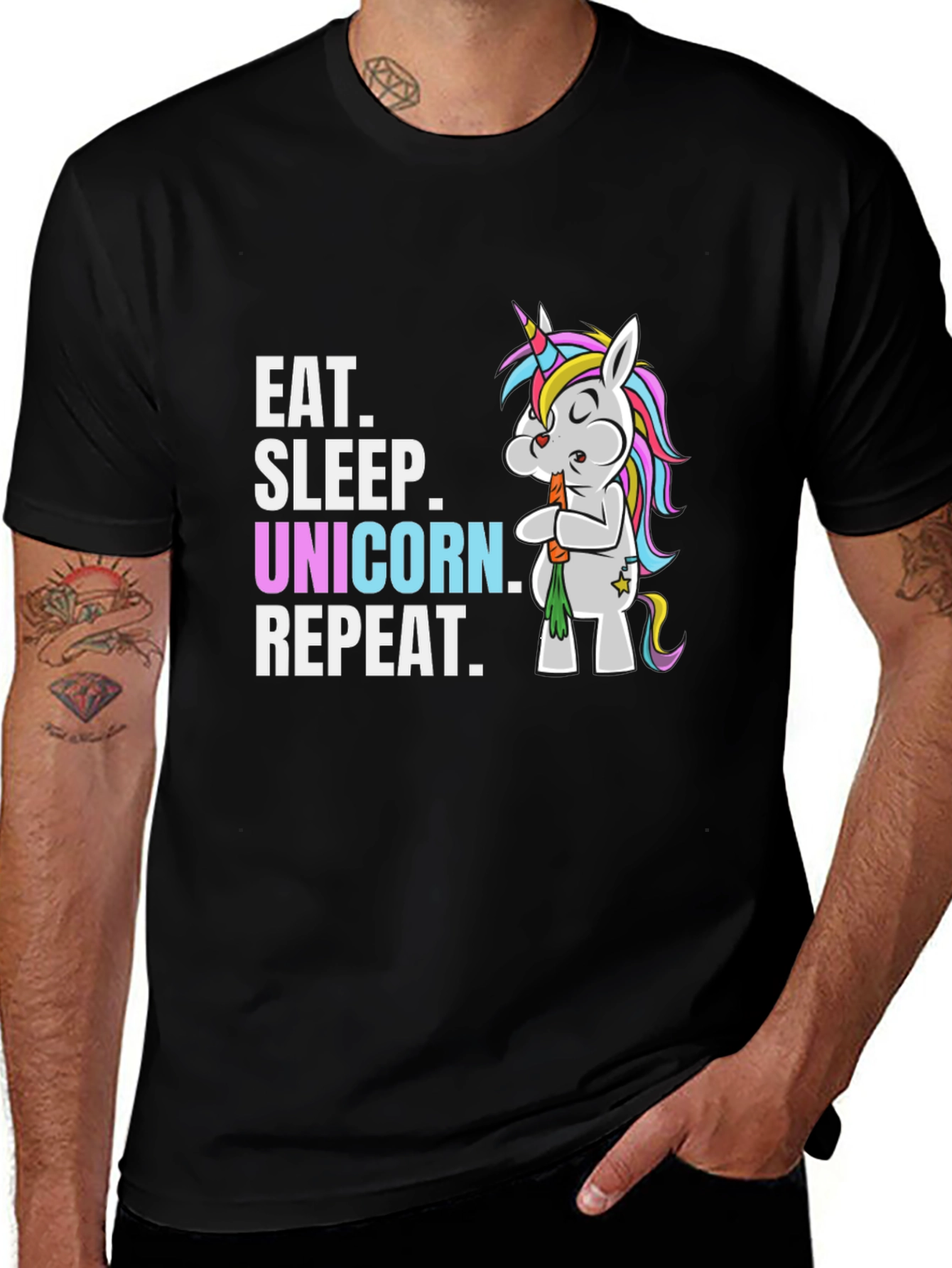 Variant 17 of Eat Sleep Unicorn Repeat Graphic Tee