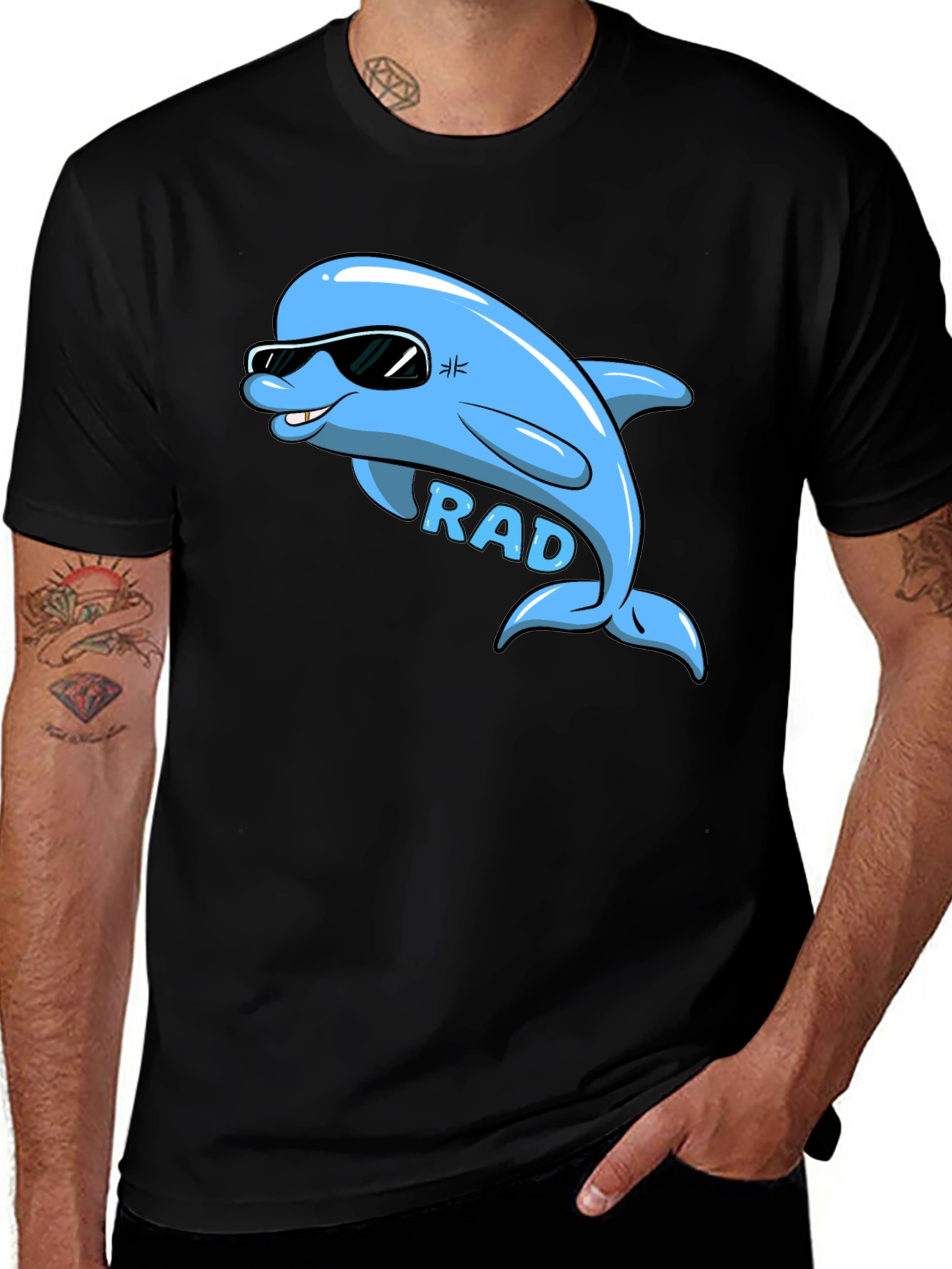 Variant 10 of Rad Dolphin Graphic T-Shirt - Cool Cartoon Tee