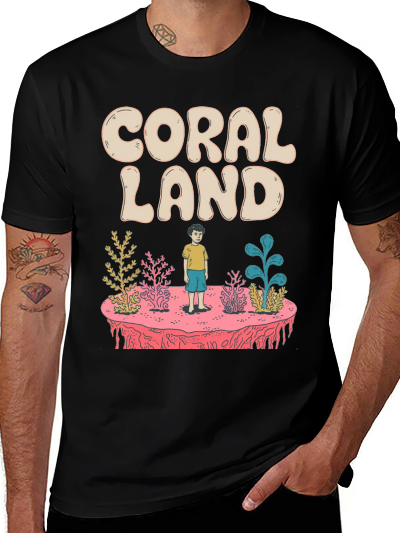 Variant 8 of Coral Land Black Graphic T-Shirt