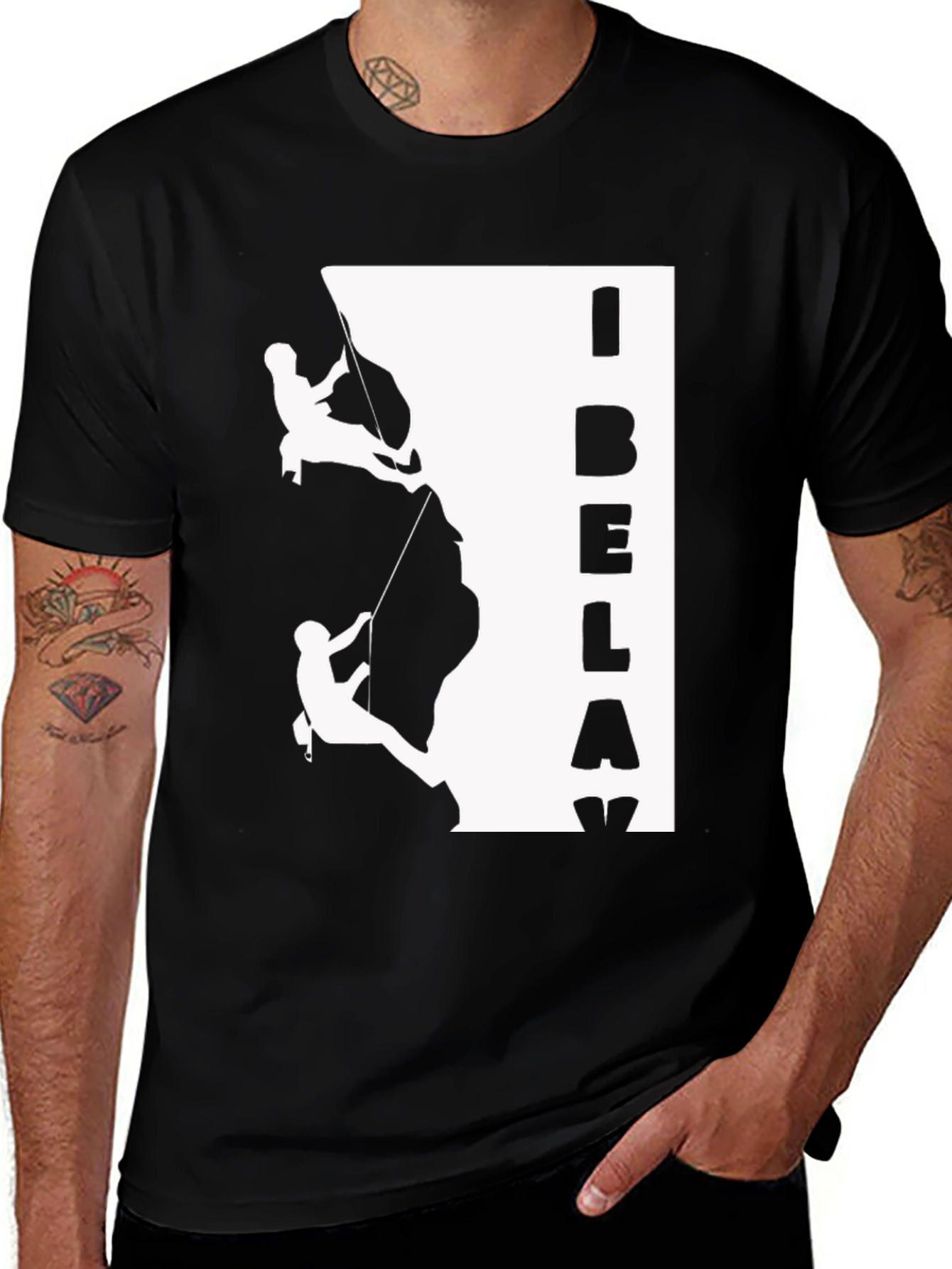 Variant 14 of I Belay Climbing Graphic T-Shirt - Black