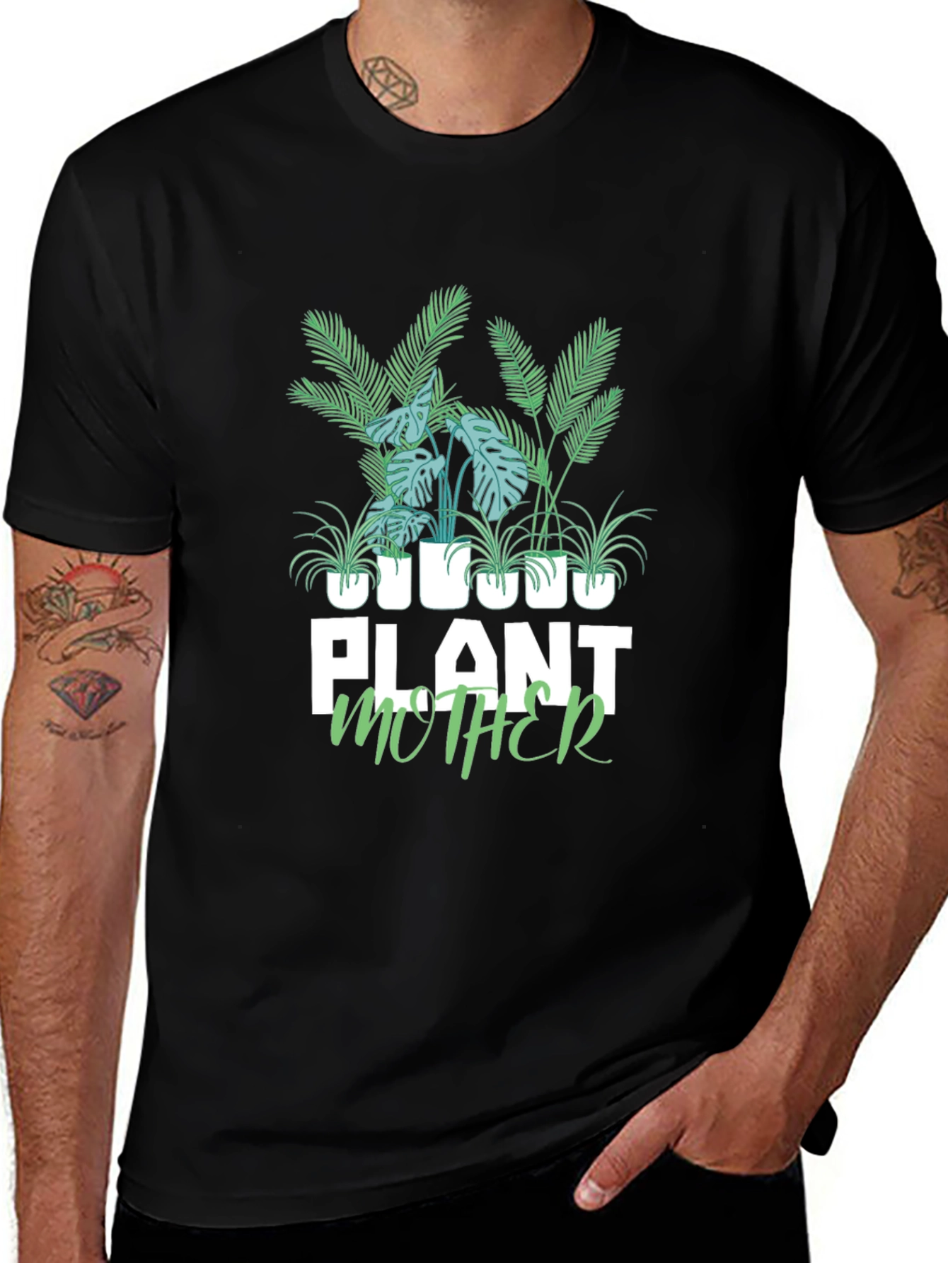 Variant 18 of Plant Mother Graphic Tee - Black Cotton T-Shirt