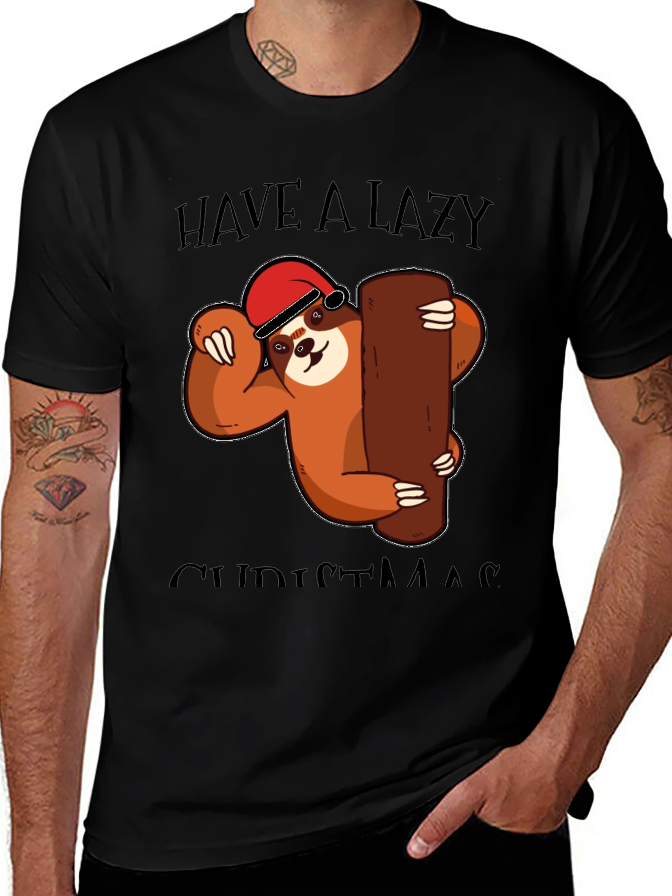 Lazy Christmas Sloth T-Shirt - Holiday Festive