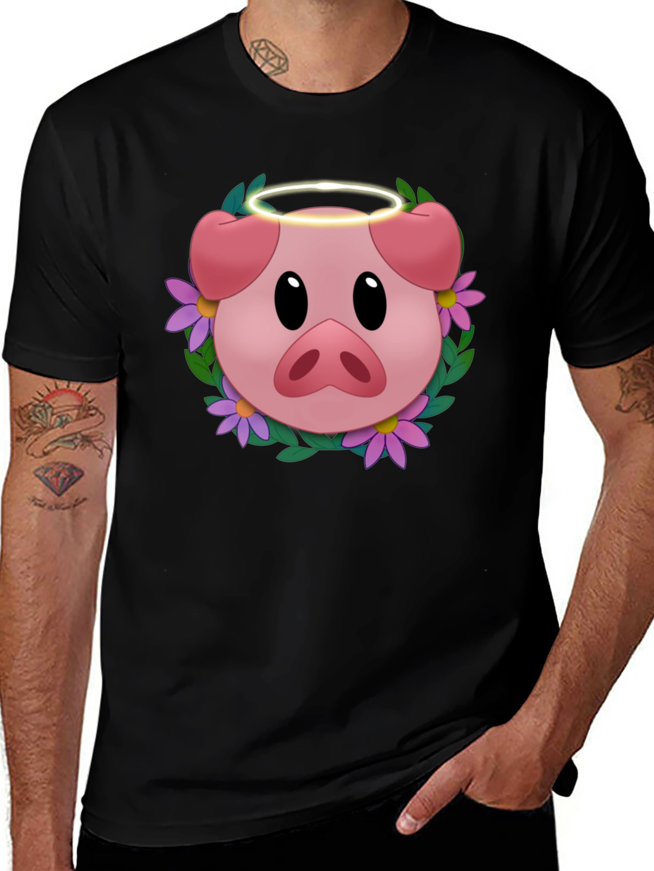 Variant 26 of Pig with Halo T-Shirt - Whimsical Graphic Tee