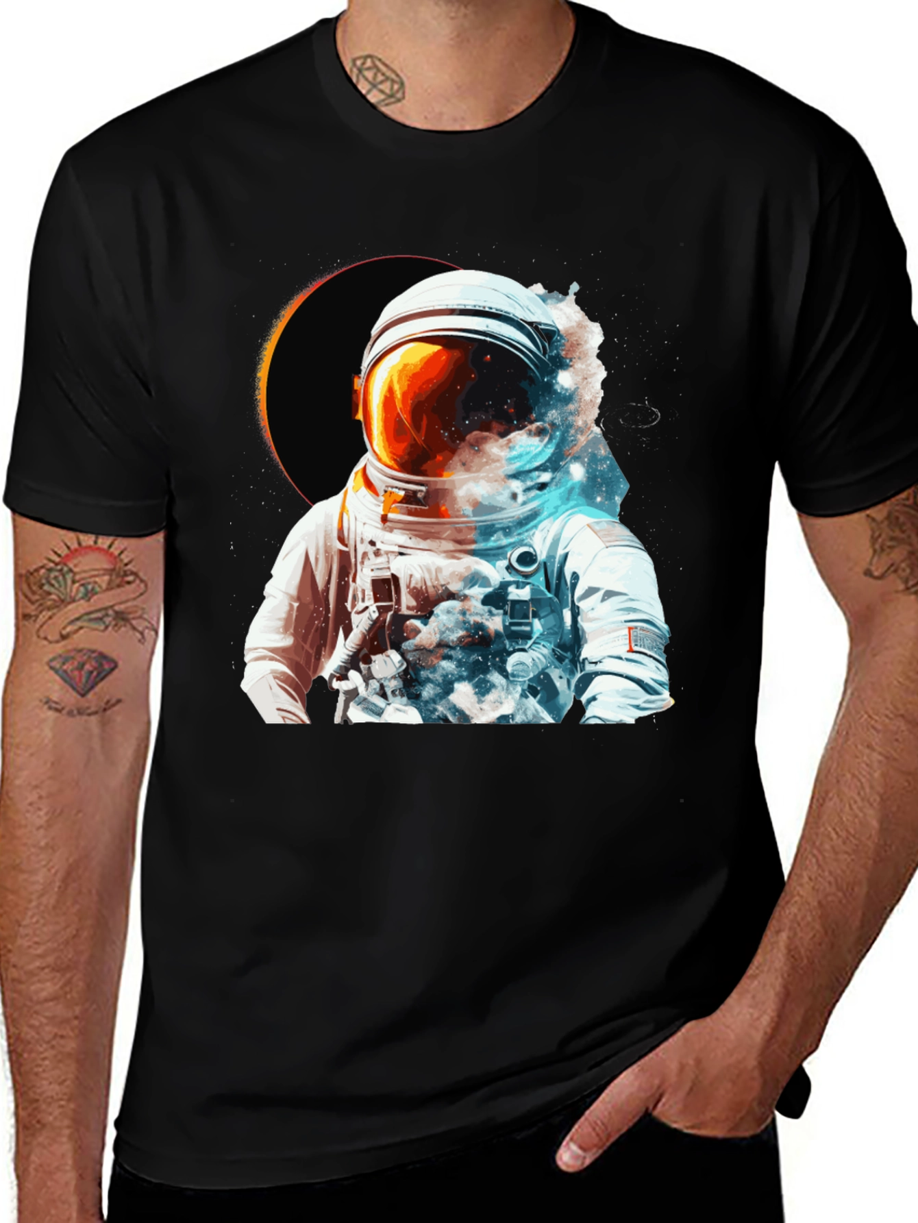 Variant 17 of Astronaut Eclipse Graphic T-Shirt - Space Adventure Tee