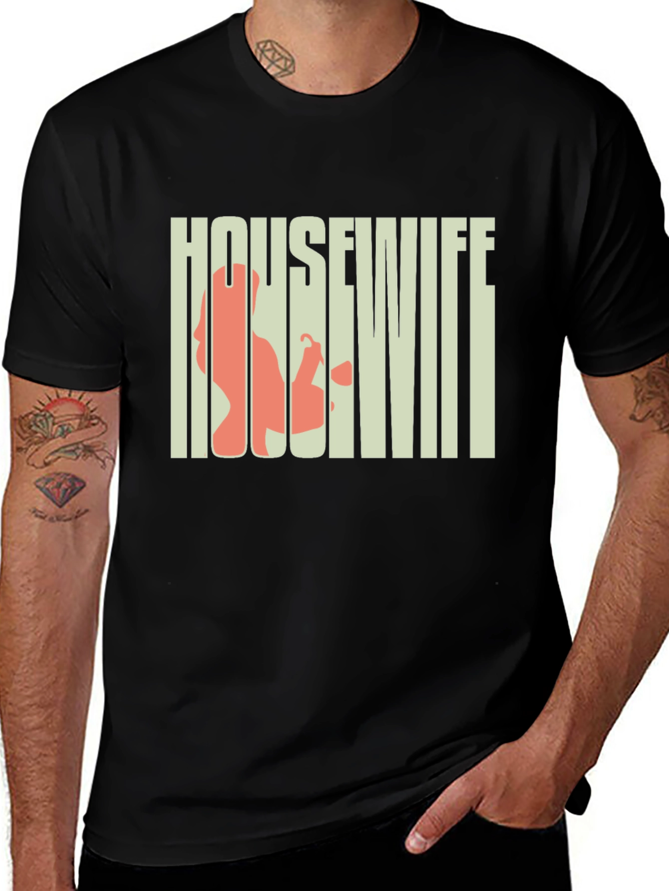 Variant 28 of Housewife Graphic Tee - Black Crew Neck T-Shirt