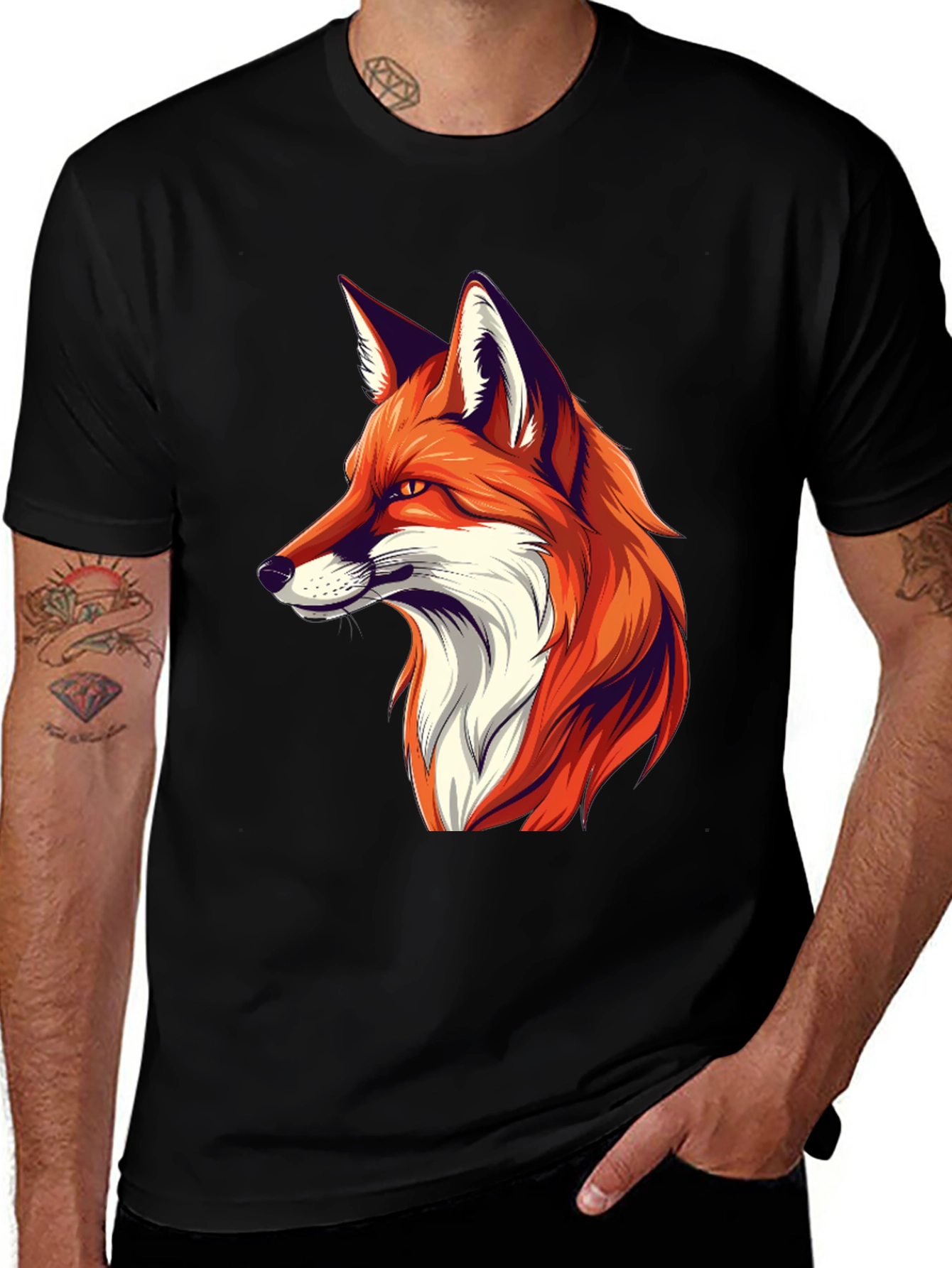 Variant 24 of Cool Fox Graphic Tee - Black Cotton T-Shirt