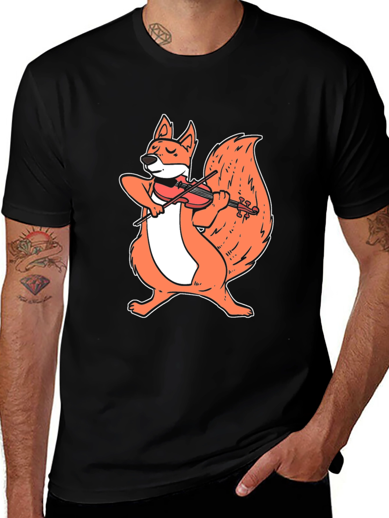Variant 17 of Fox Violinist Graphic Tee - Quirky Animal Music Lover Shirt