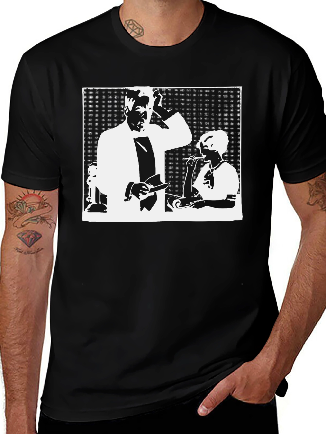 Retro Silhouette Graphic Tee - Cool Black Shirt