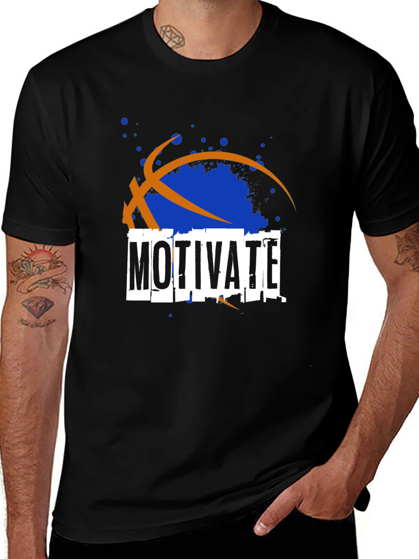 Black Motivate Basketball Graphic T-Shirt main image