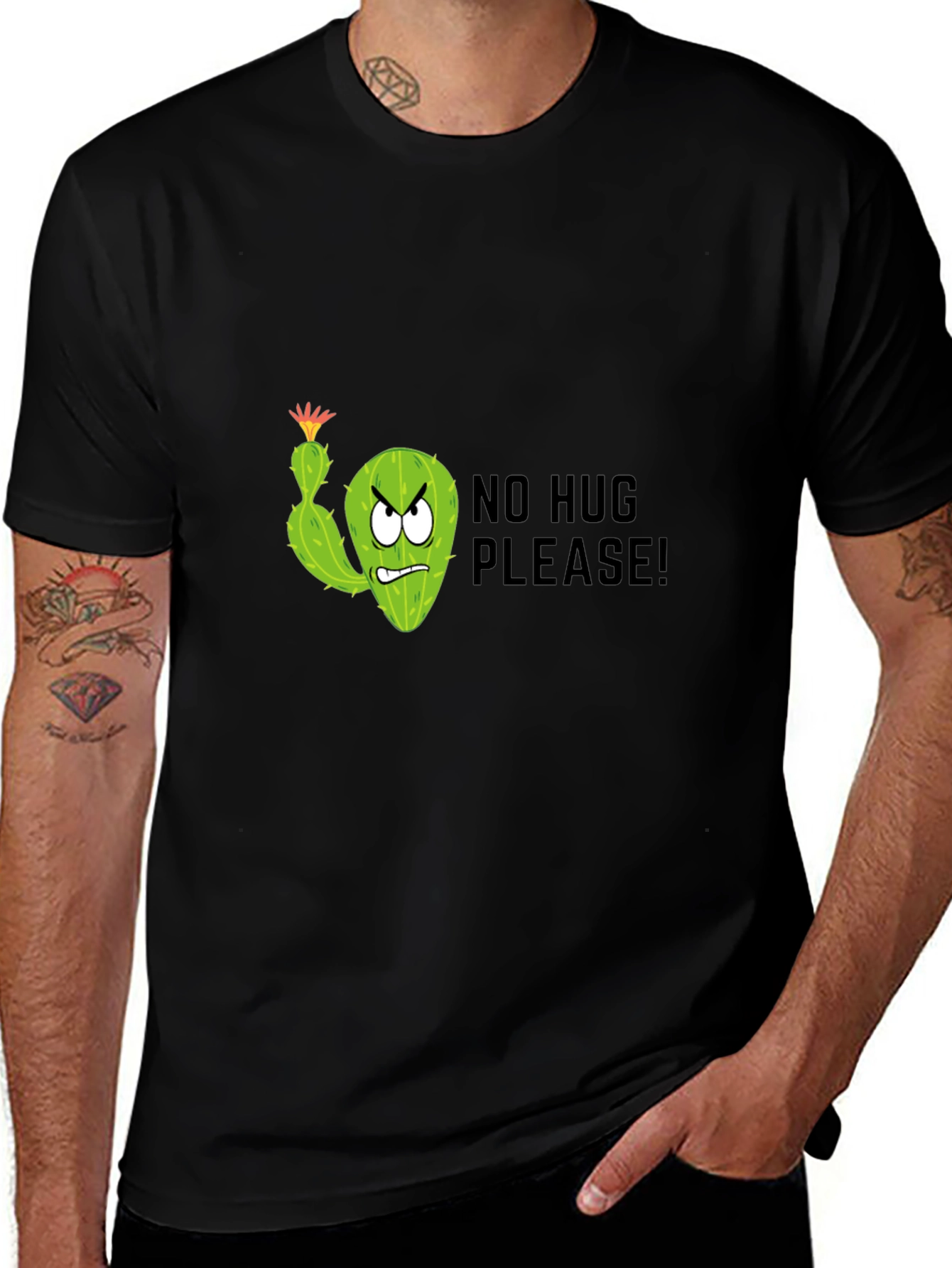 Variant 22 of No Hug Please Cactus Graphic T-Shirt - Funny Novelty Tee