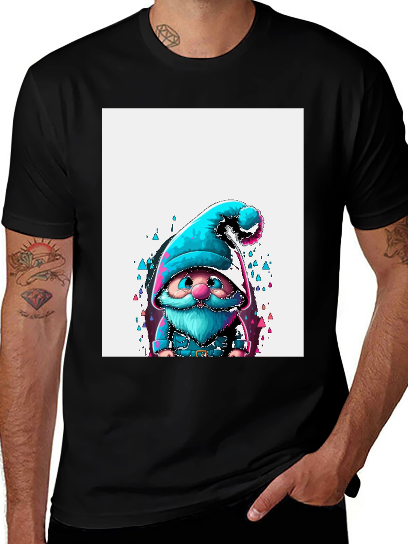 Variant 25 of Whimsical Gnome Graphic Tee - Black Unisex T-Shirt