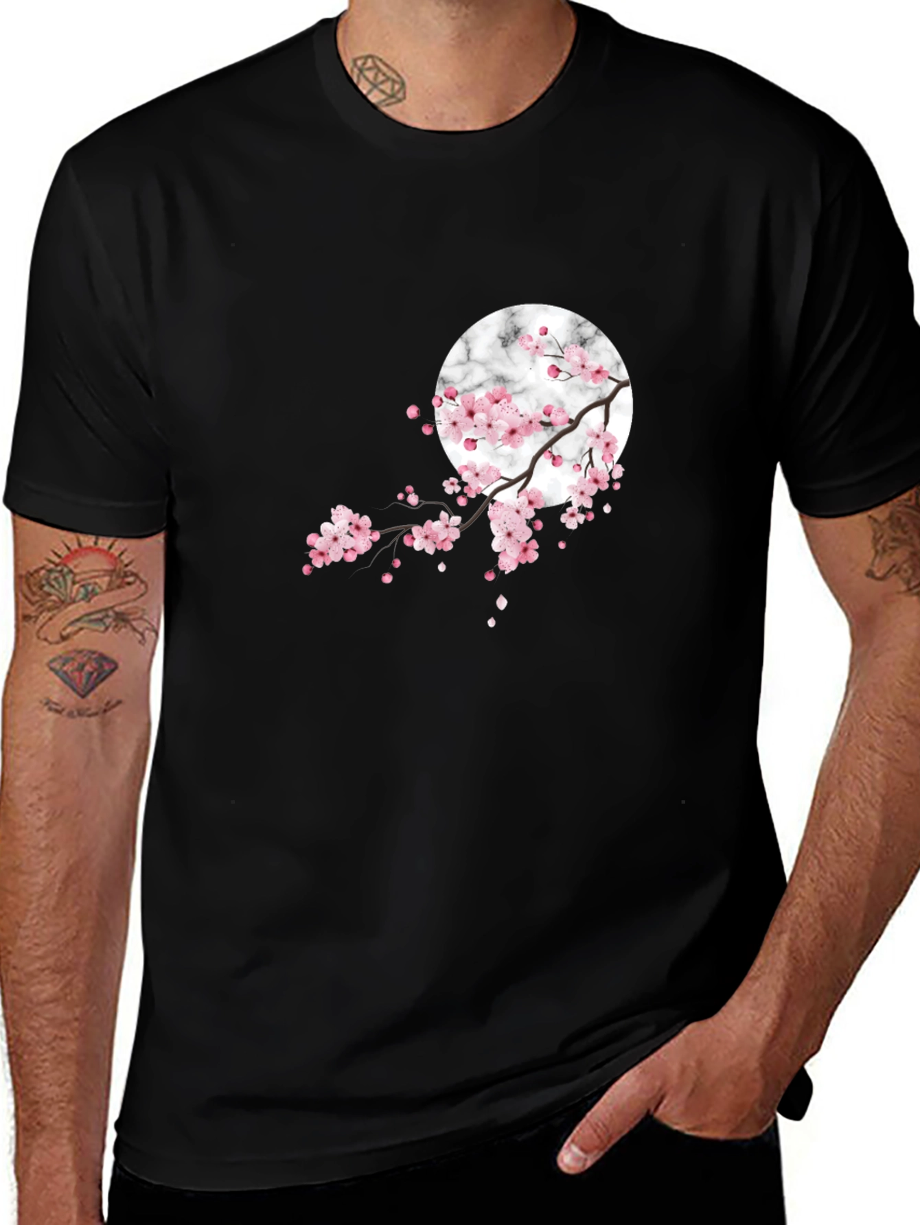 Cherry Blossom Moon Graphic T-Shirt