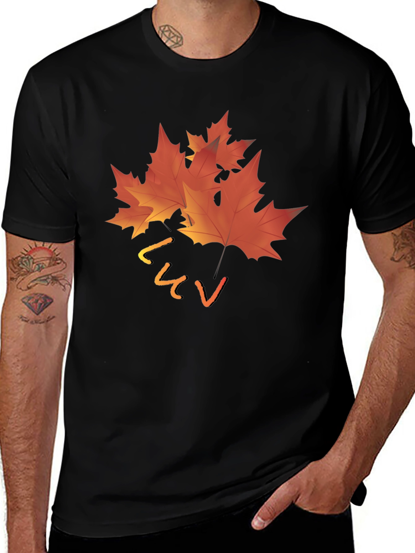 Variant 5 of Autumn Leaves Graphic Black T-Shirt