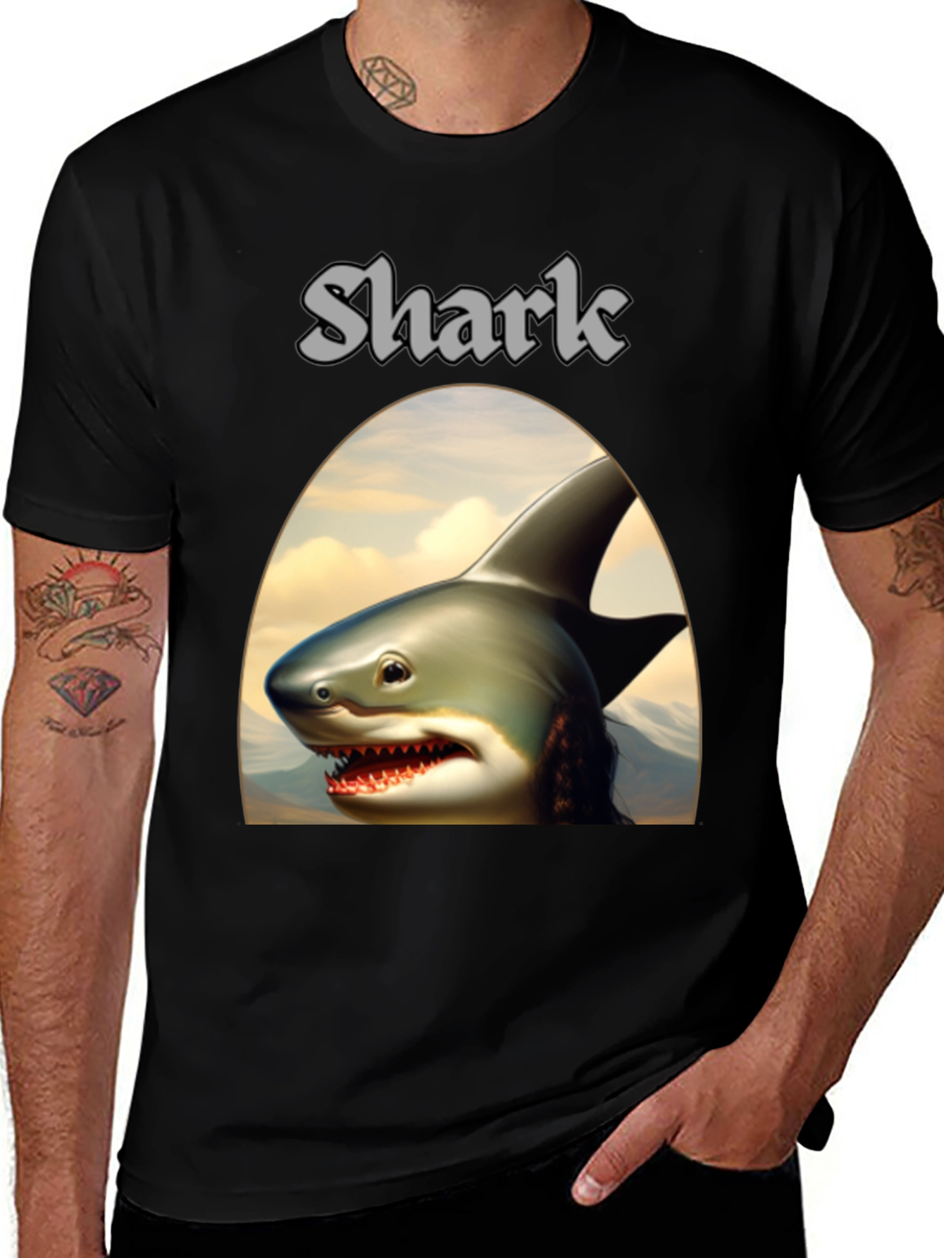 Variant 25 of Shark Graphic Tee - Black Novelty T-Shirt