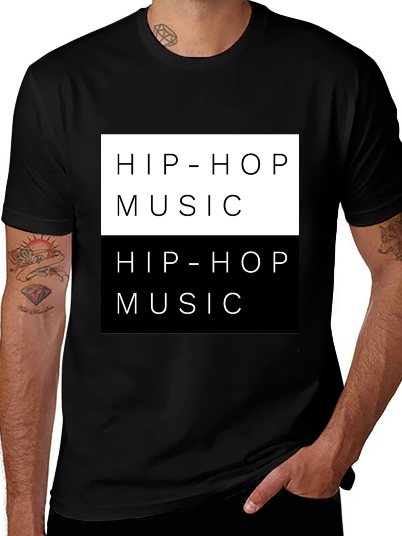 Variant 16 of Hip-Hop Music T-Shirt Black Trendy Graphic Tee