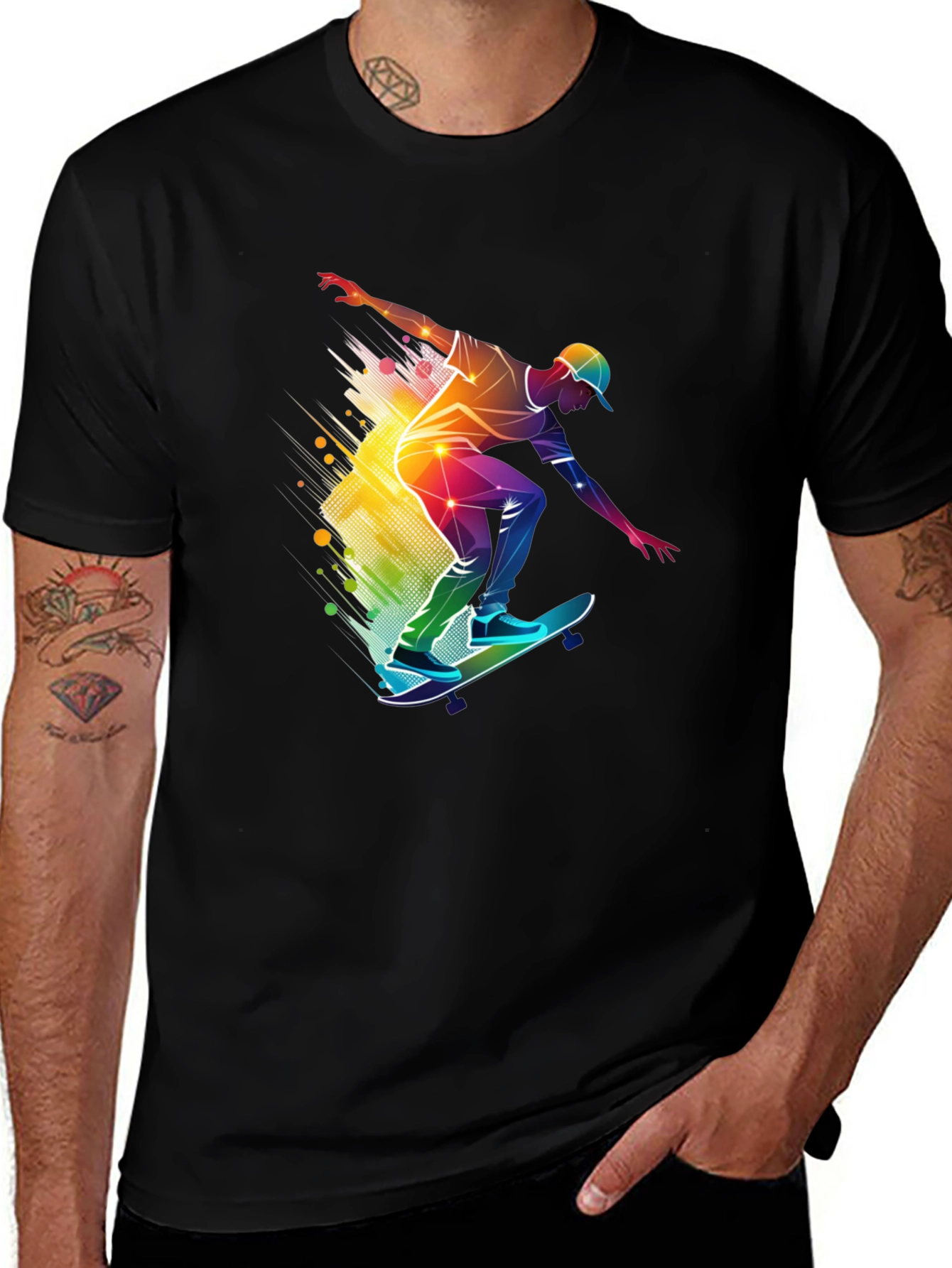 Variant 27 of Skater Graphic Black T-Shirt - Vibrant Style