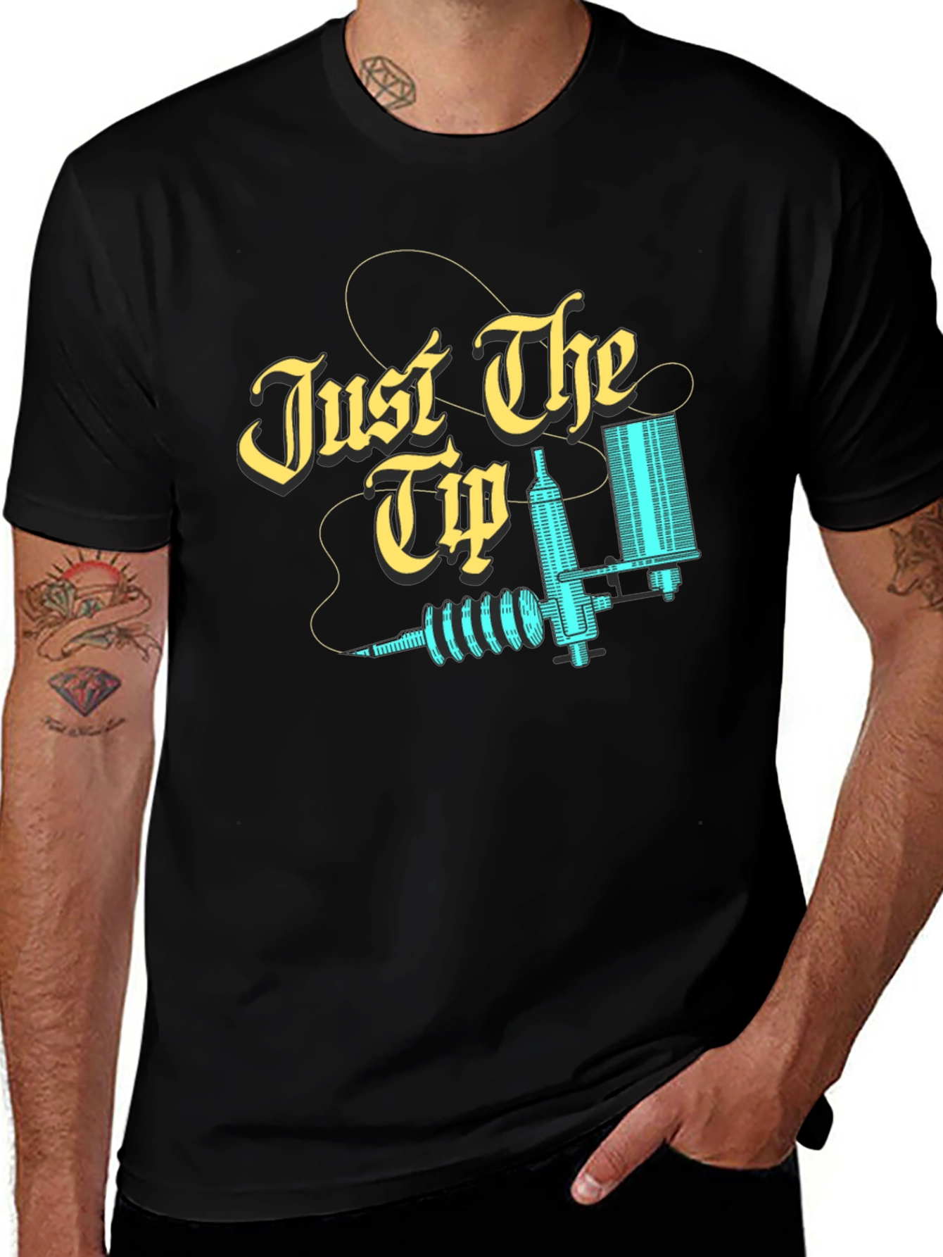 Variant 15 of Just The Tip Tattoo Machine Black T-Shirt