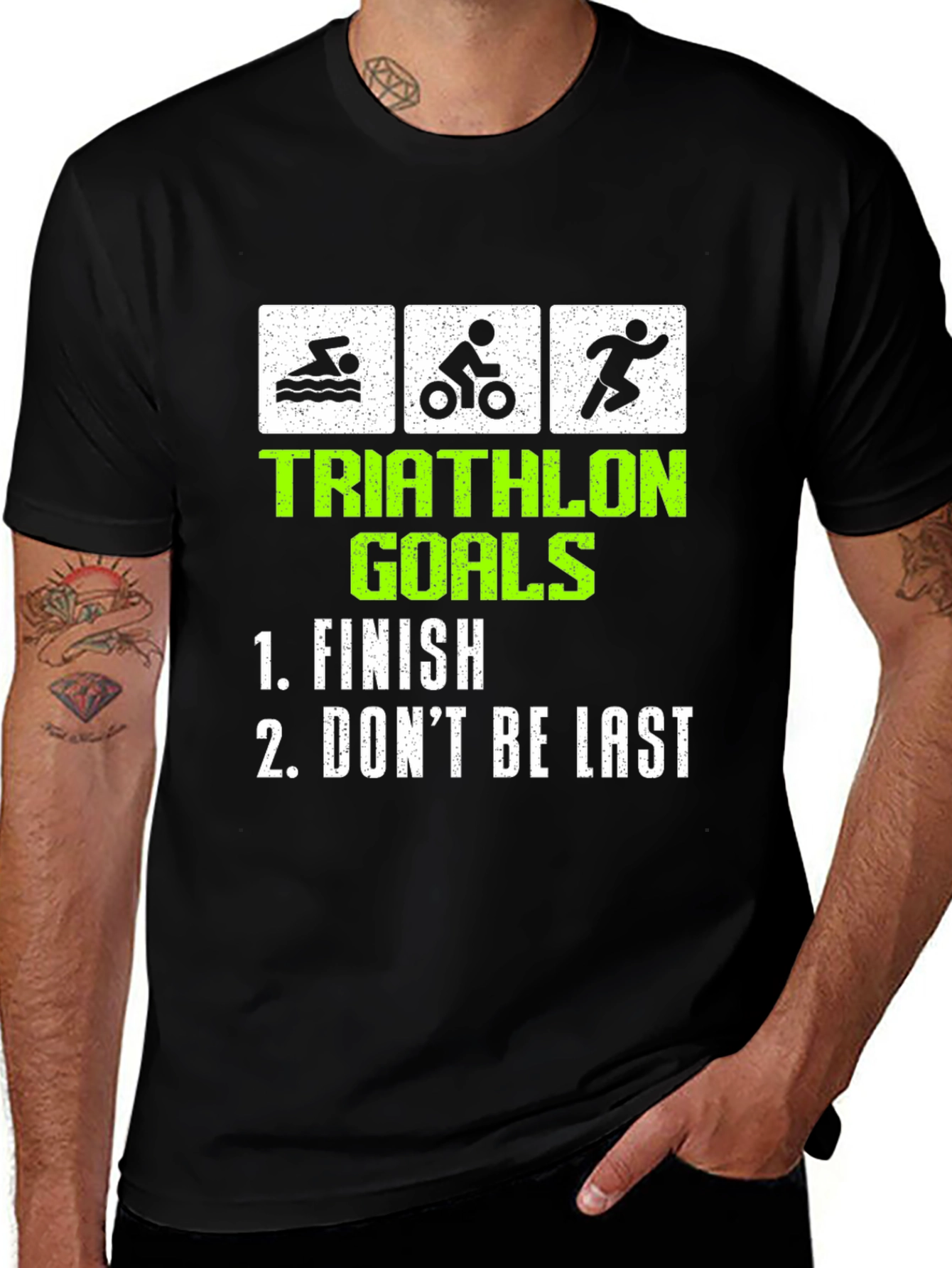 Variant 12 of Triathlon Goals T-Shirt - Funny Finish Line Tee