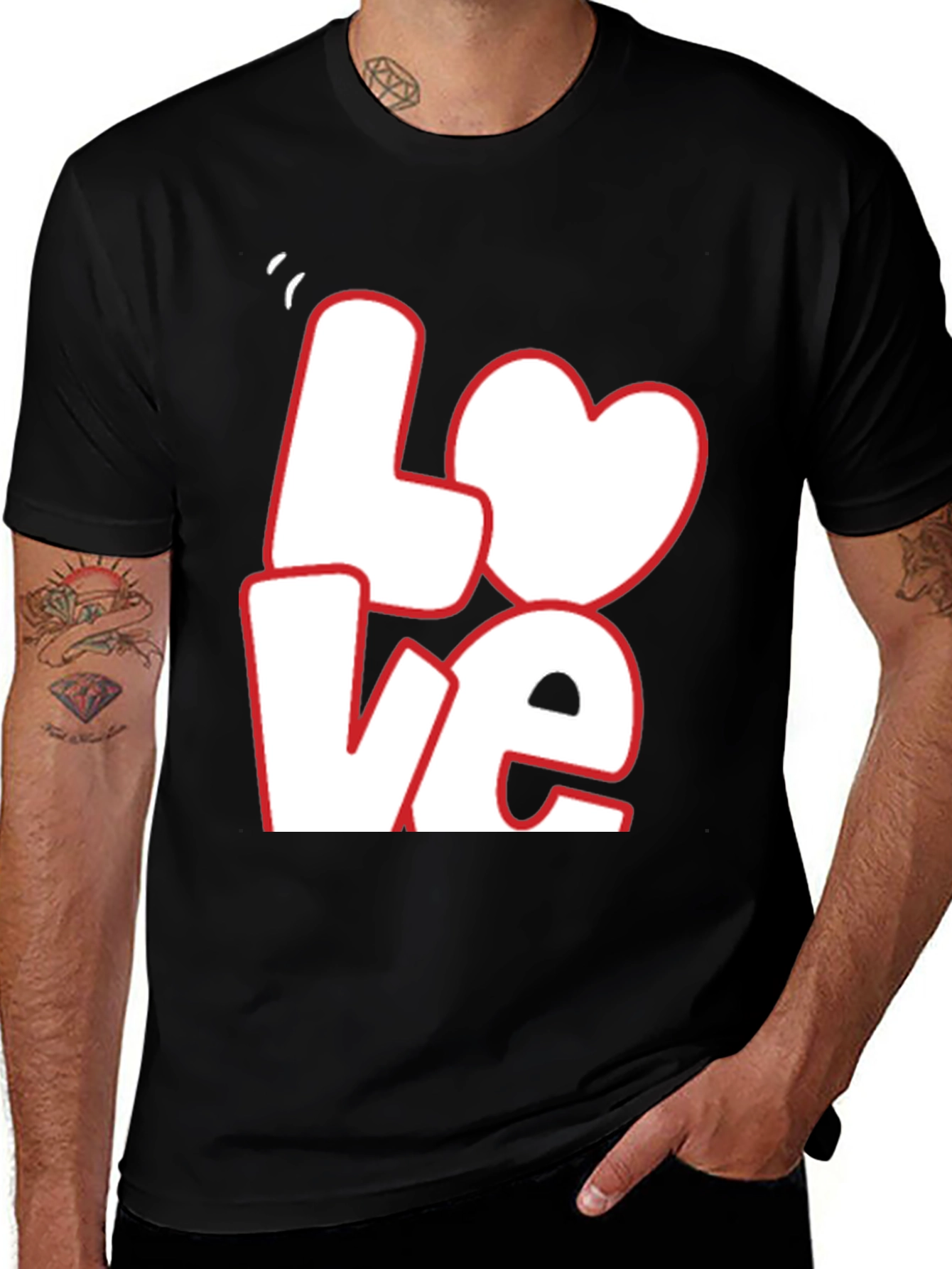 Variant 14 of Love Graphic Tee - Black Casual T-Shirt