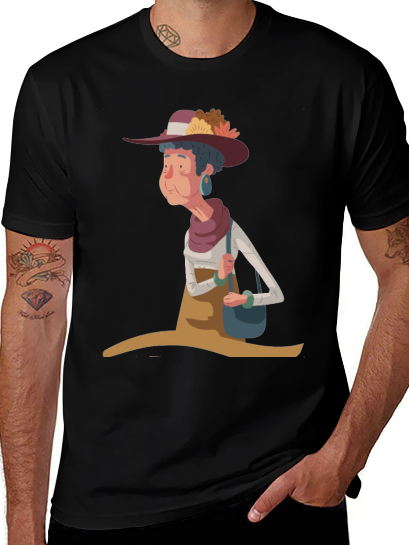 Variant 11 of Whimsical Granny Cartoon Graphic Tee