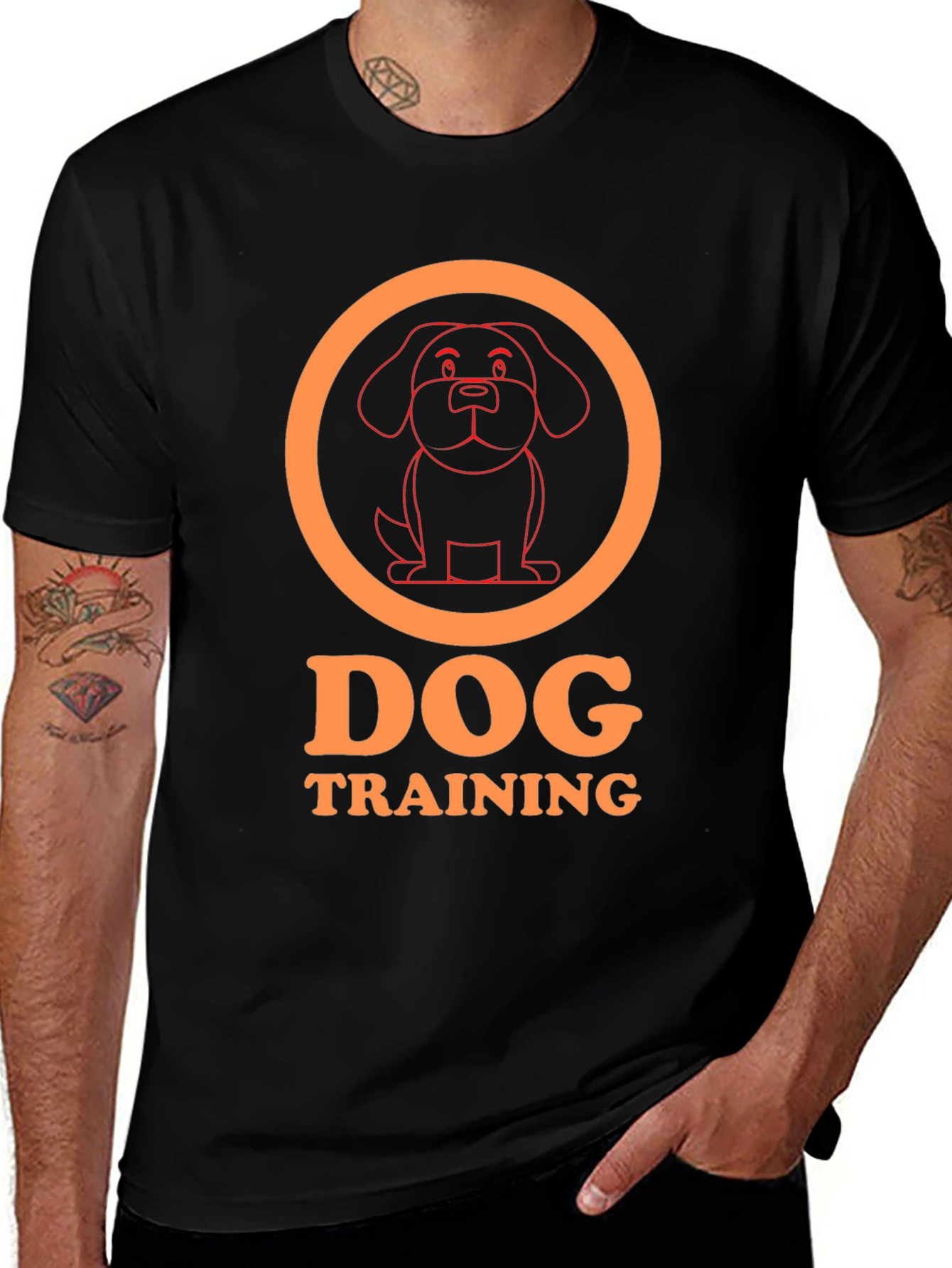 Variant 15 of Dog Training Graphic T-Shirt - Black Cotton Tee