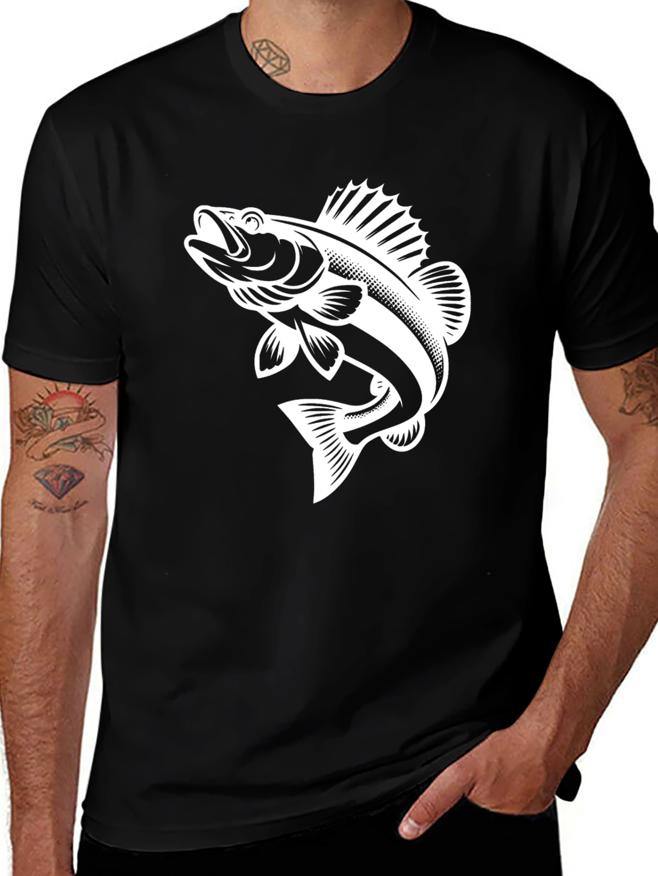 Variant 20 of Black Fishing T-Shirt - Bass Graphic Tee