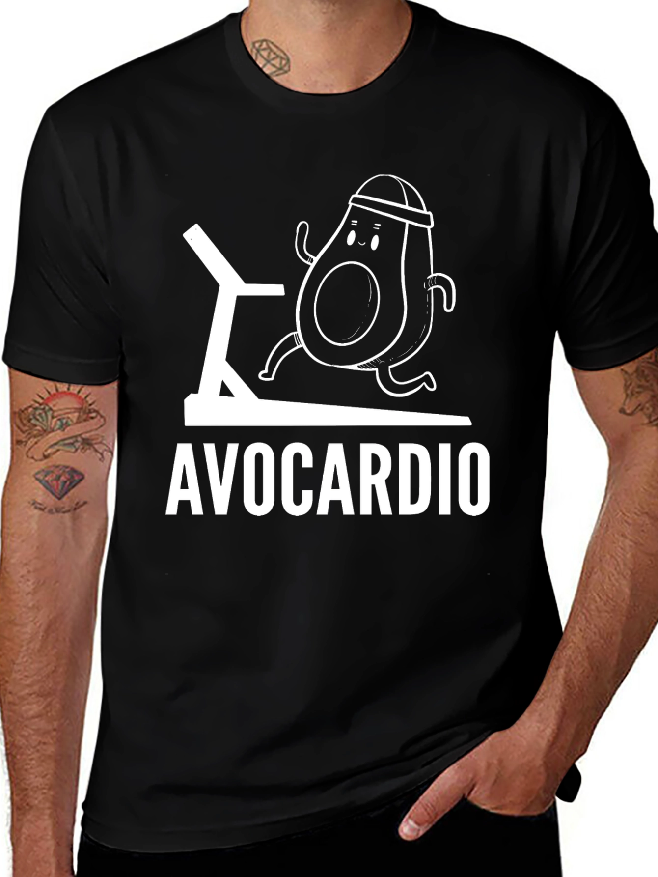 Variant 24 of Avocardio Funny Workout T-Shirt - Black