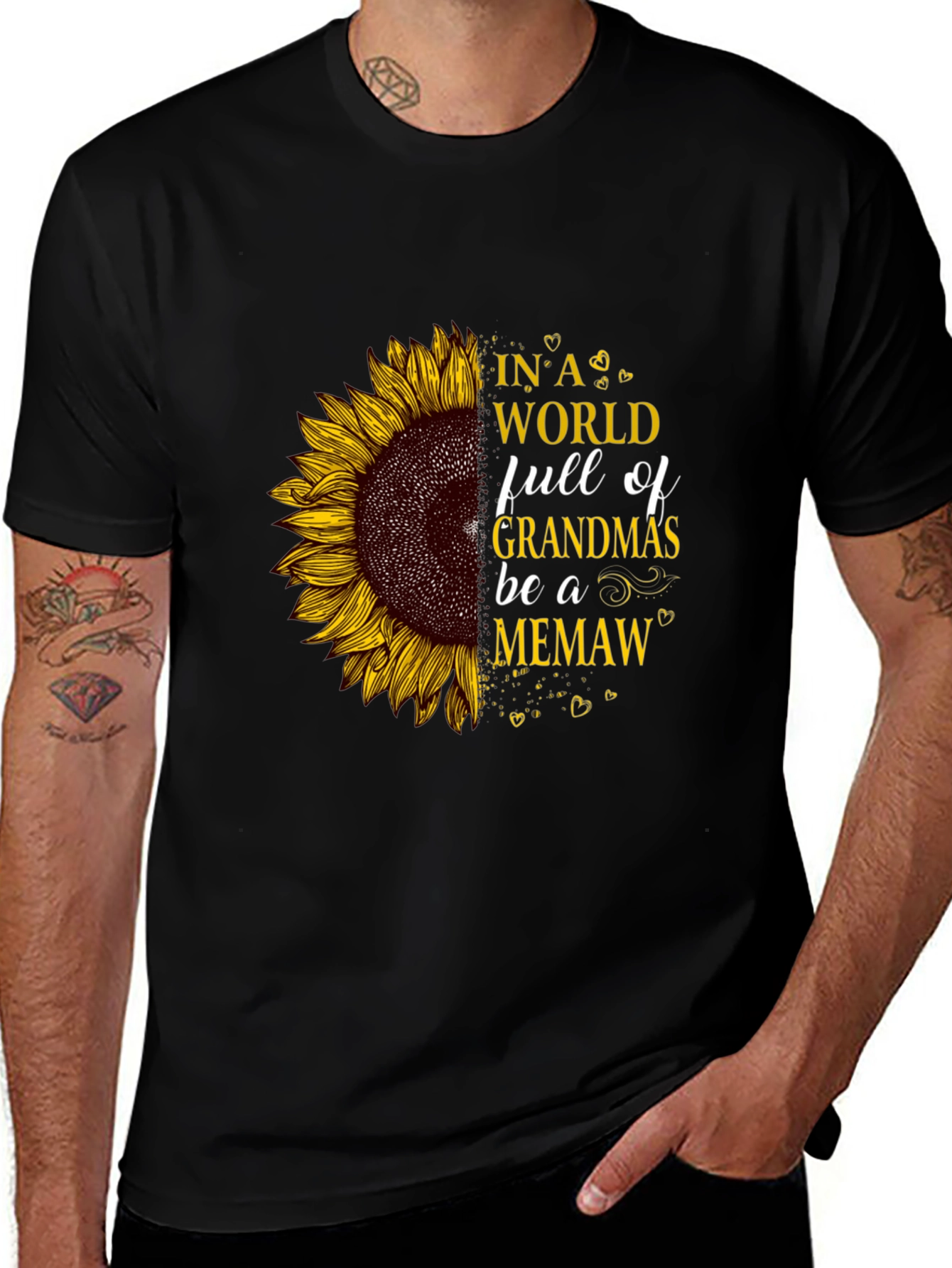 Variant 12 of Sunflower Grandma Graphic Tee - Black