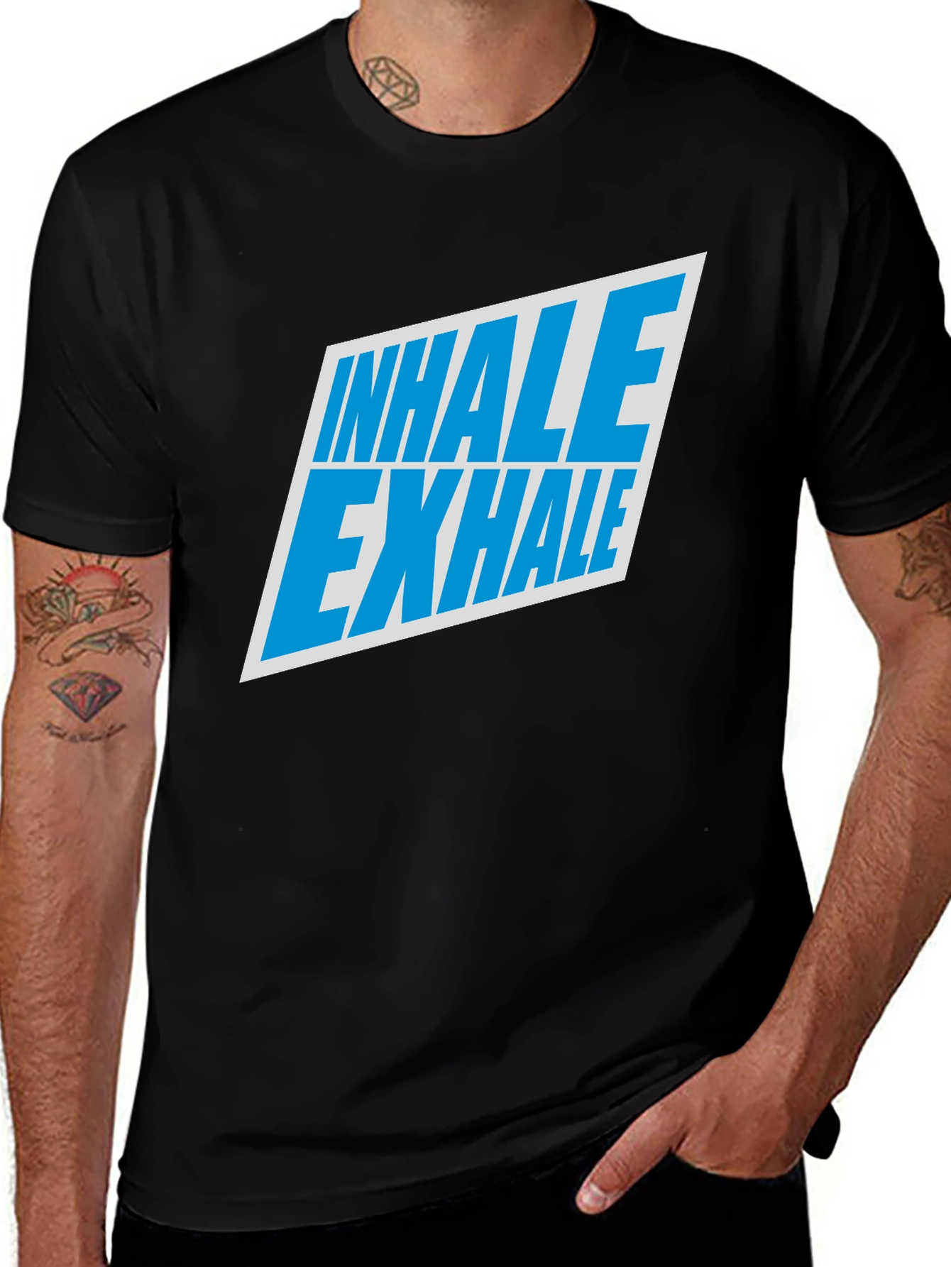 Variant 14 of Inhale Exhale Graphic Tee - Black Cotton T-Shirt