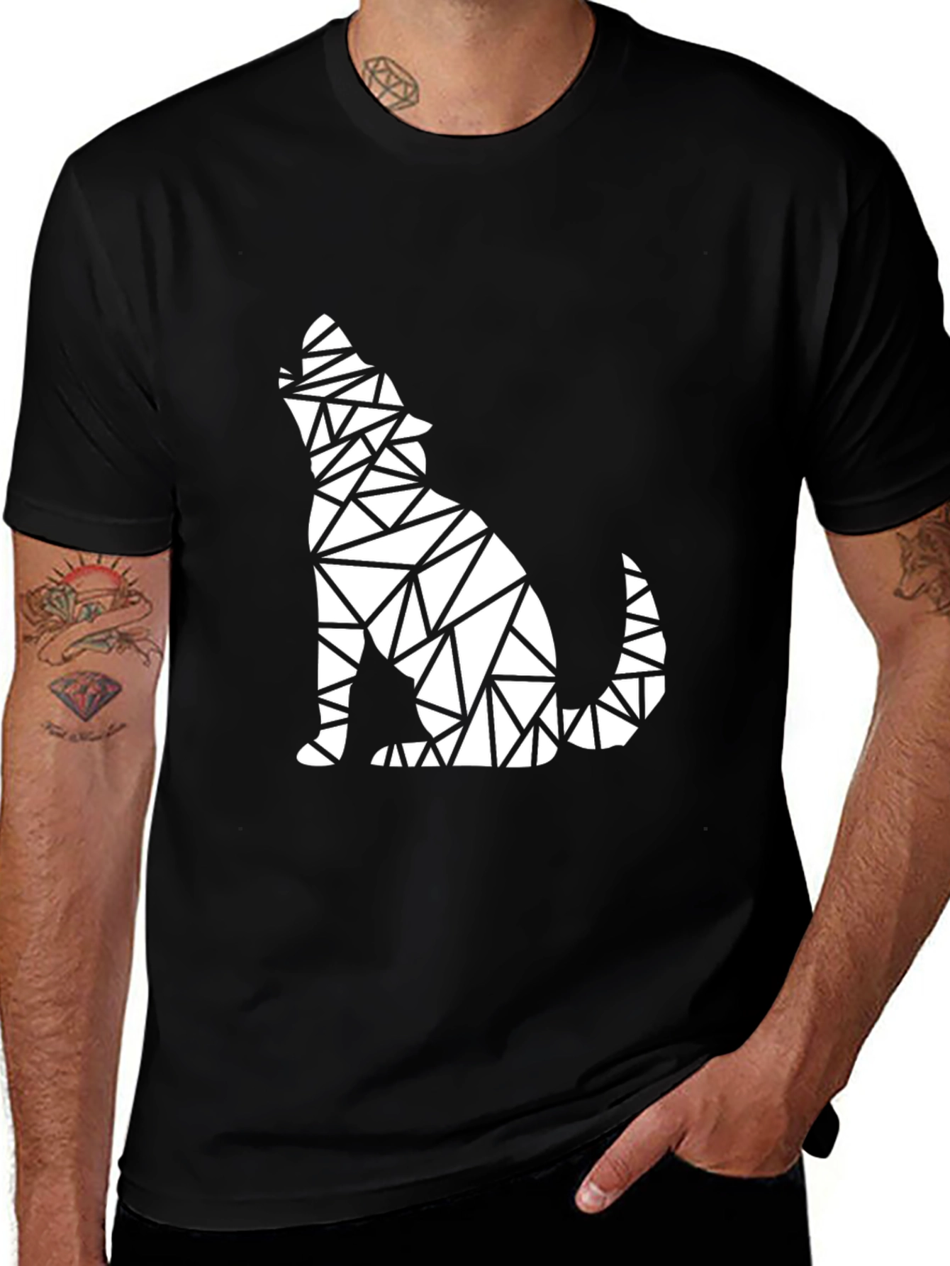 Variant 11 of Geometric Wolf Graphic Tee