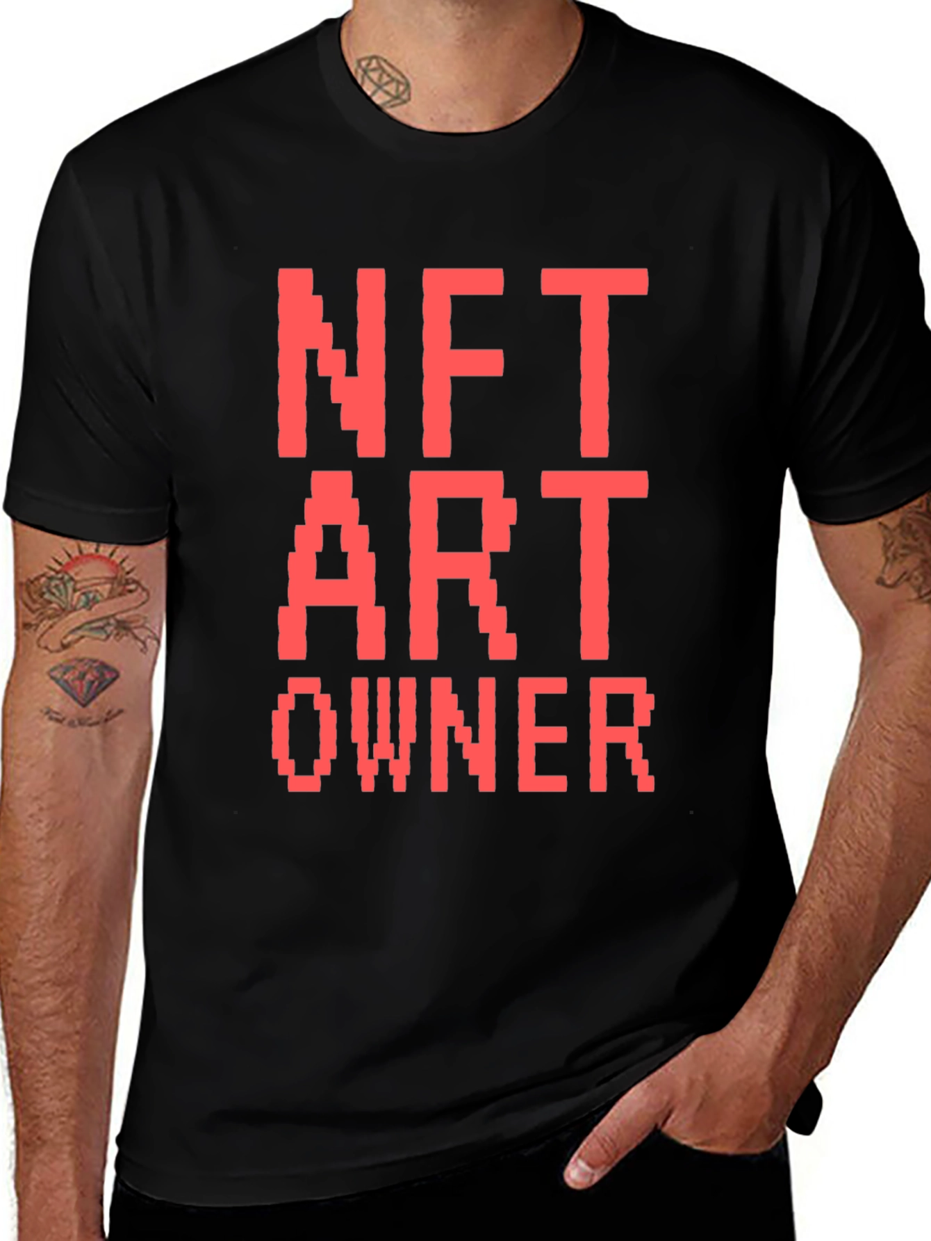 Variant 25 of NFT Art Owner Graphic Tee - Pixelated Text Design