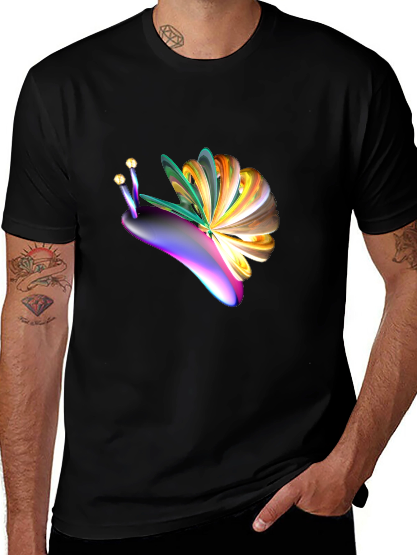 Variant 20 of Abstract Snail Graphic Tee - Men's Black T-Shirt