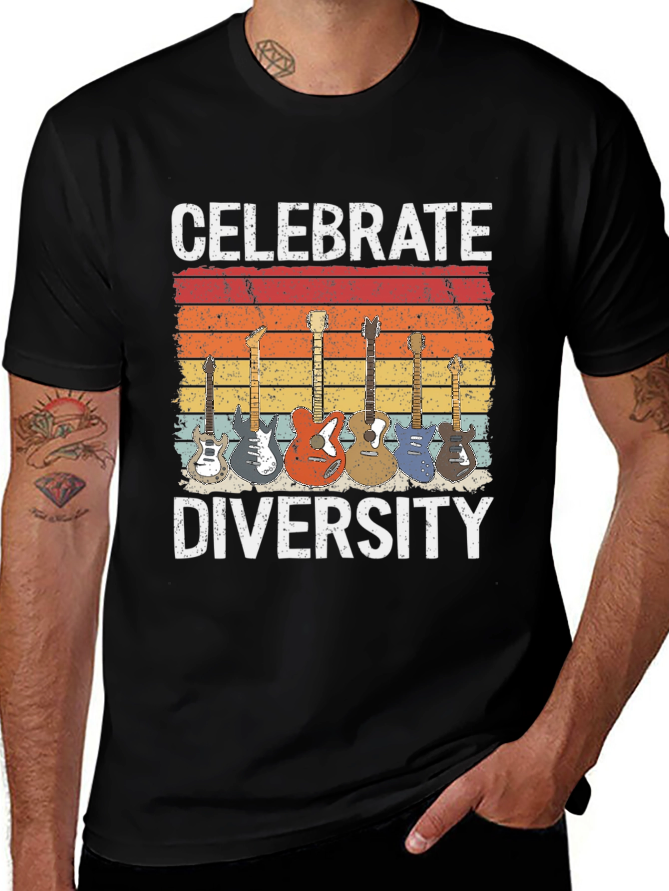 Celebrate Diversity Guitar Graphic T-Shirt