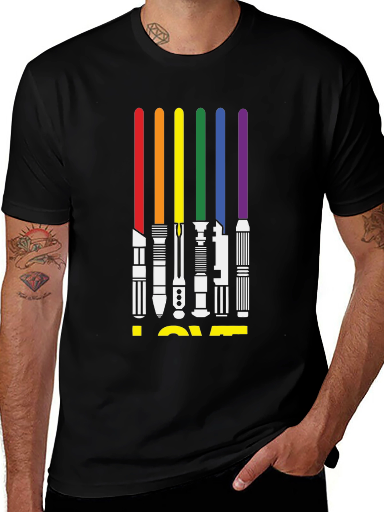 Variant 15 of Rainbow Lightsaber LOVE Graphic Tee