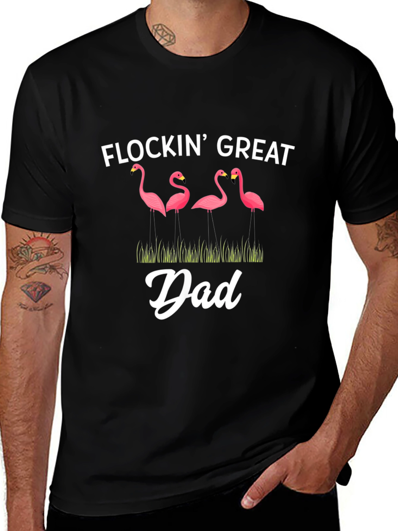 Variant 6 of Flockin' Great Dad Flamingo Graphic T-Shirt