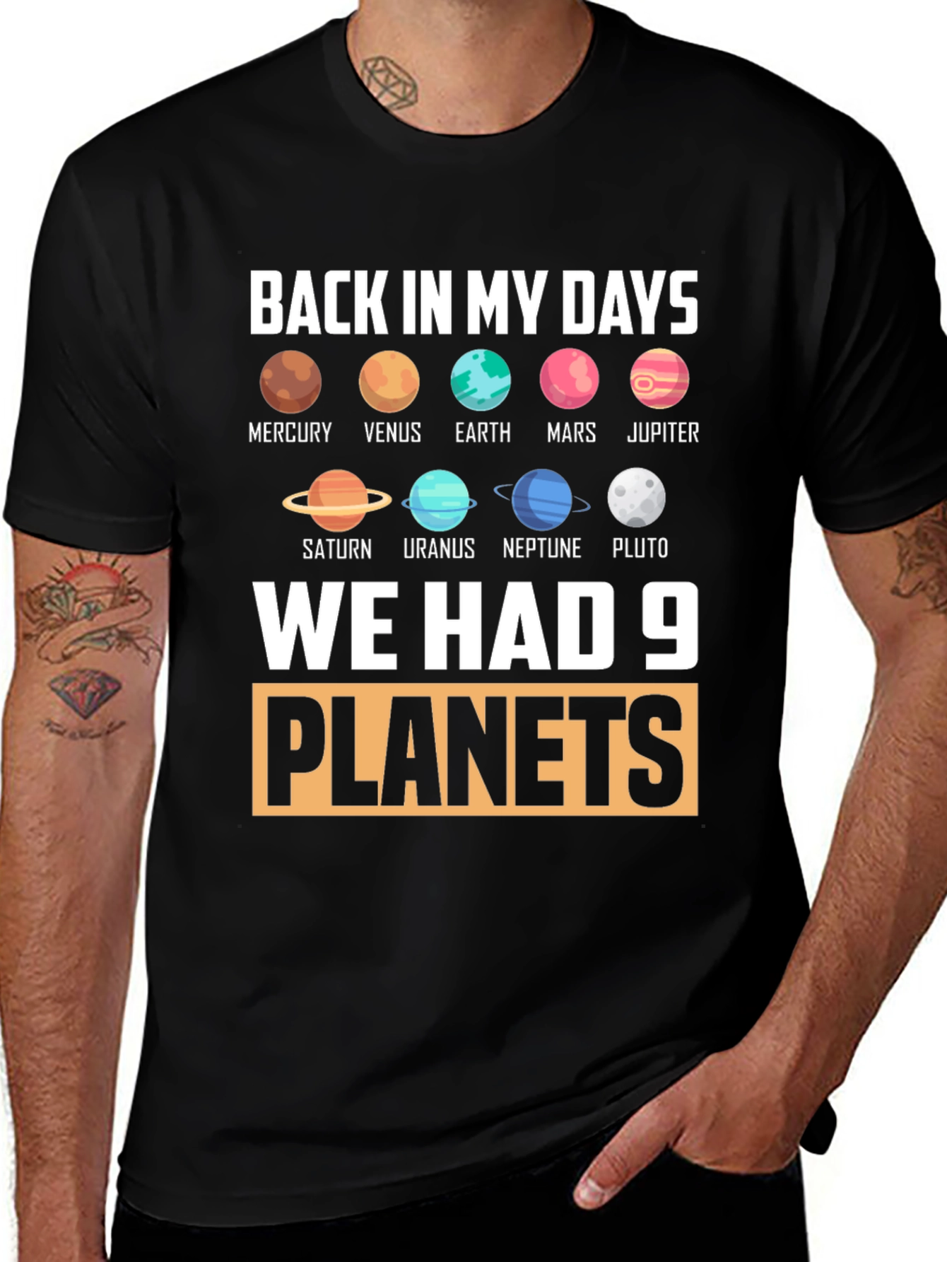 Variant 15 of Back in My Day 9 Planets Graphic Tee