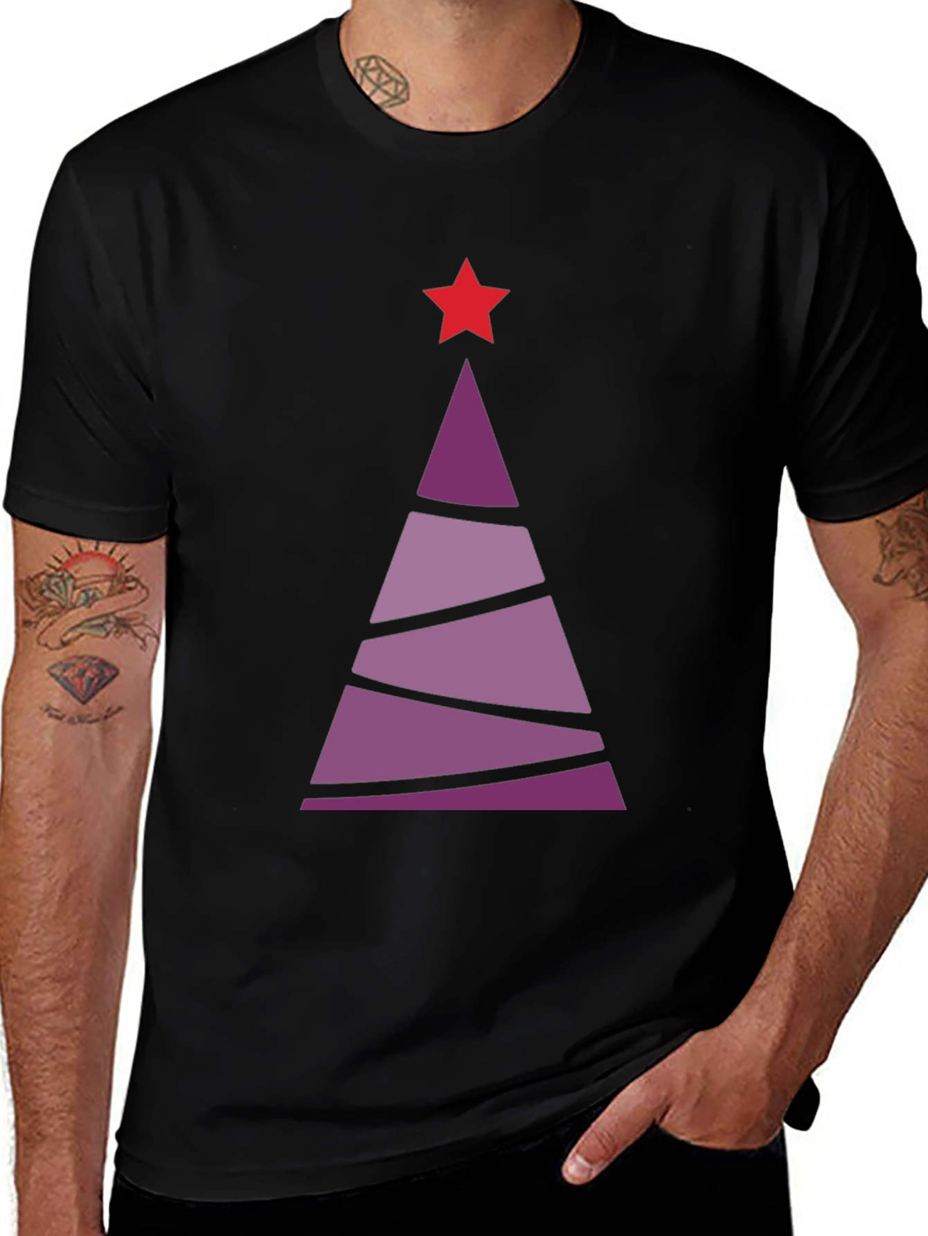 Modern Christmas Tree Graphic Tee - Festive Holiday Shirt