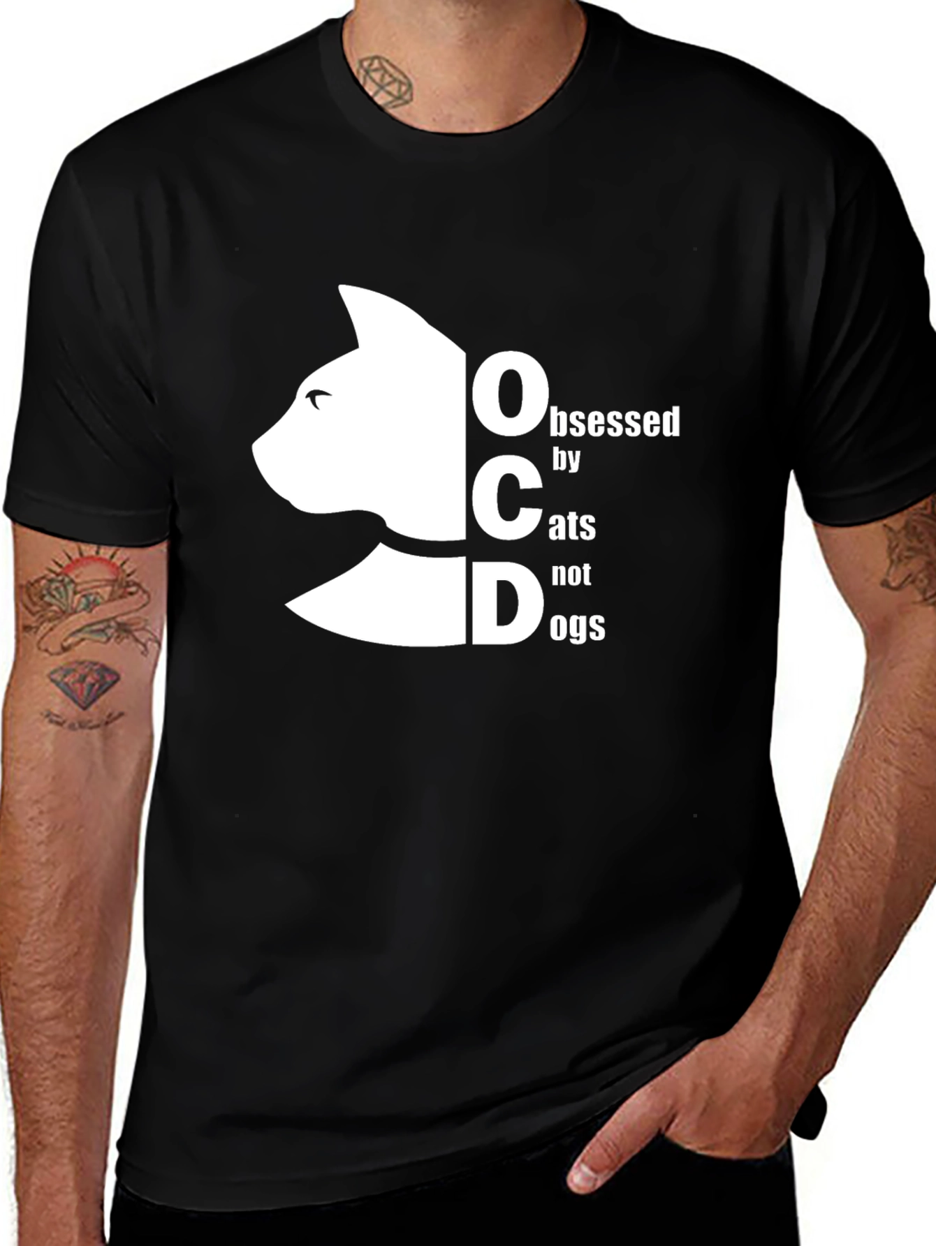 Variant 24 of OCD Obsessed by Cats T-Shirt - Black