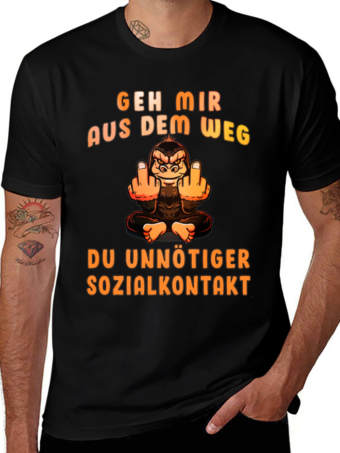 Variant 3 of Geh Mir Aus Dem Weg T-Shirt - Funny Monkey Graphic Tee