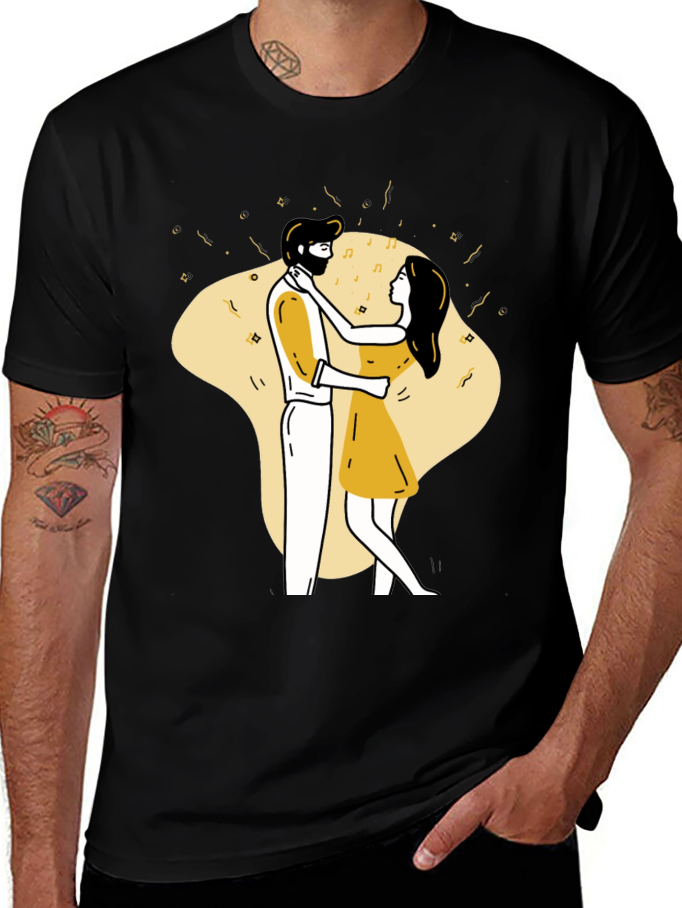 Variant 20 of Dancing Couple Graphic Tee - Black Unisex T-Shirt