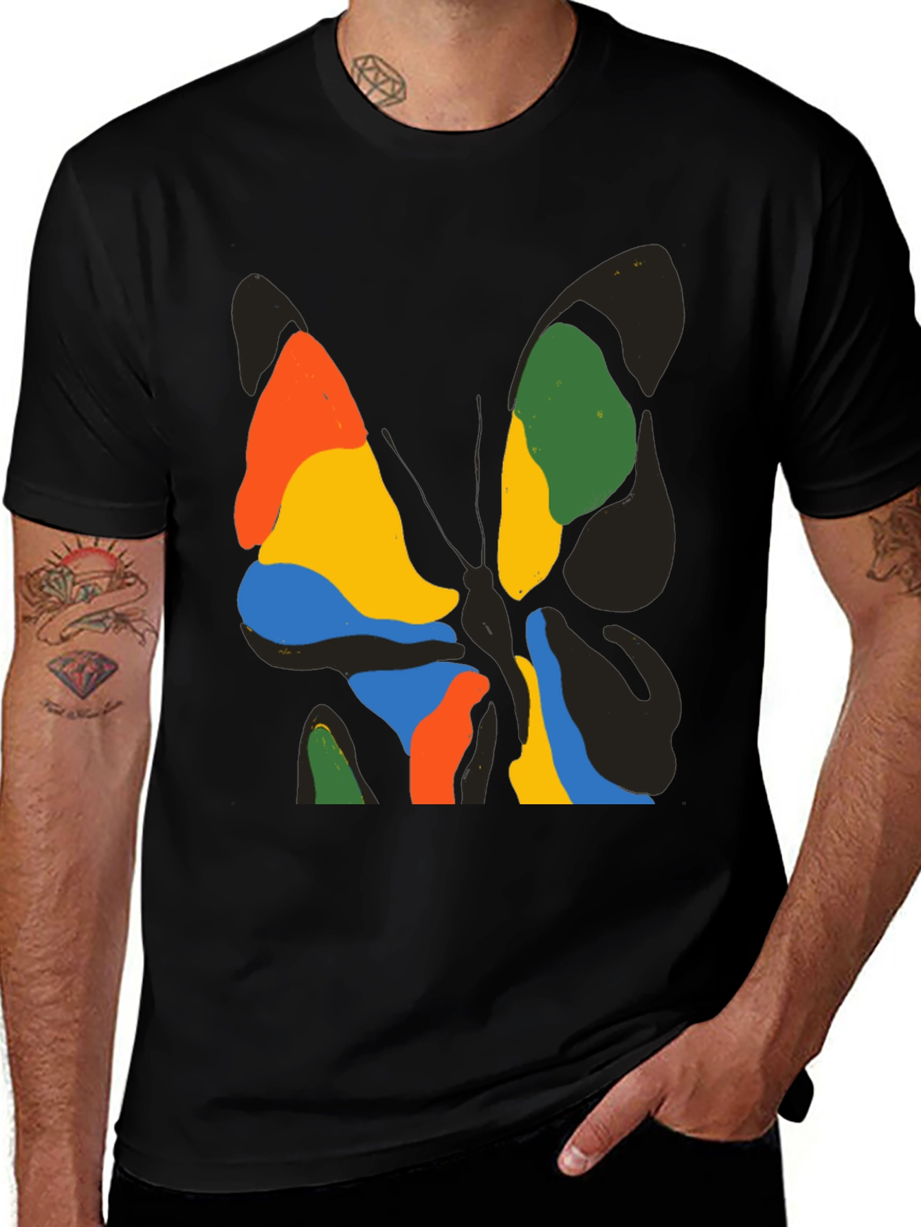 Variant 10 of Abstract Butterfly Graphic Black T-Shirt