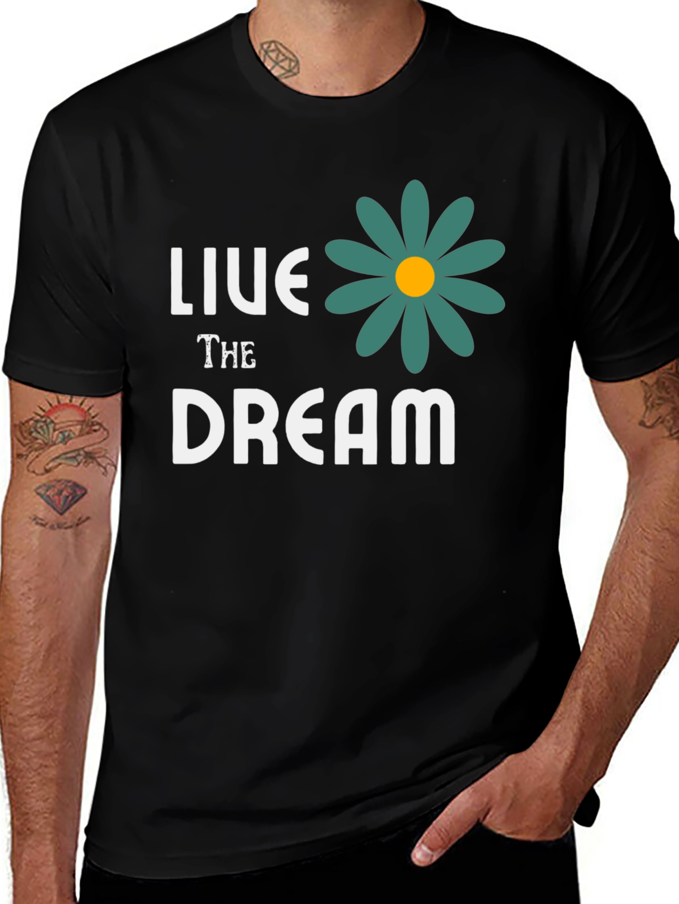 Variant 4 of Live The Dream T-Shirt with Floral Graphic