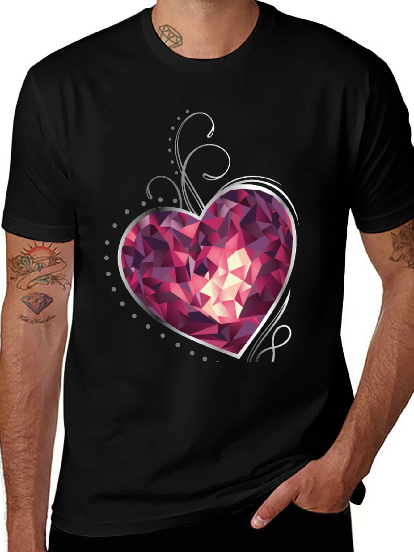 Variant 26 of Gemstone Heart Graphic T-Shirt - Stylish & Unique Design