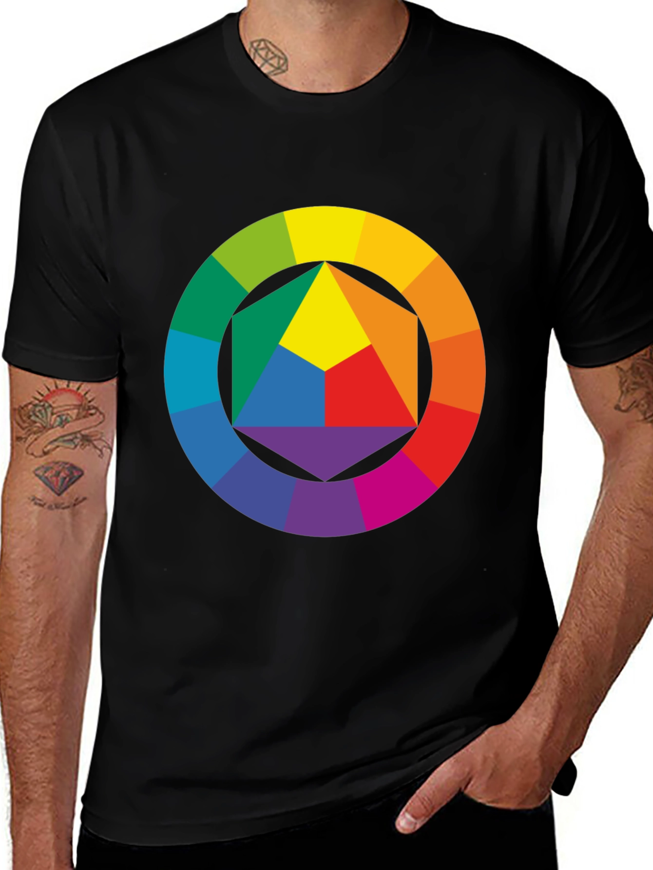 Variant 30 of Color Wheel Graphic Tee - Artsy Men's T-Shirt