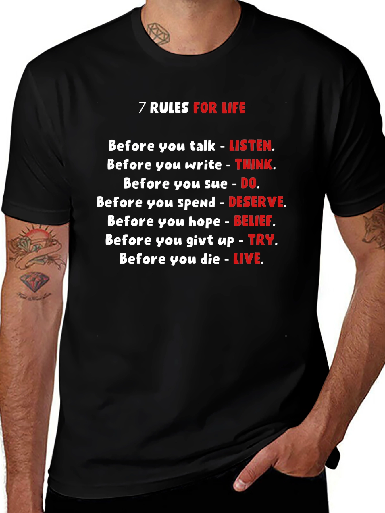 Variant 30 of 7 Rules For Life Graphic T-Shirt